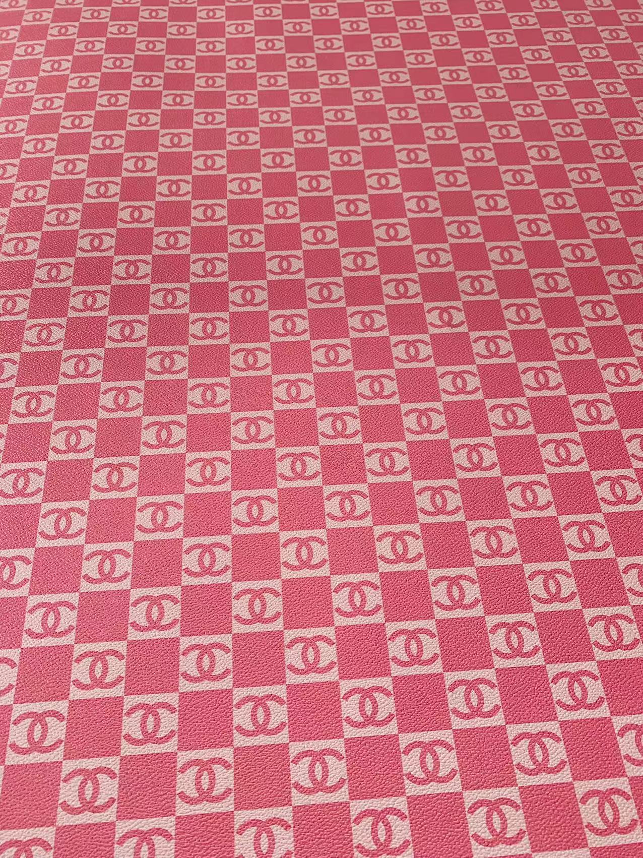 Fashion 1 inch Size Pink Chanel Design Leather Fabric For Handmade Handicraft Goods By Yards
