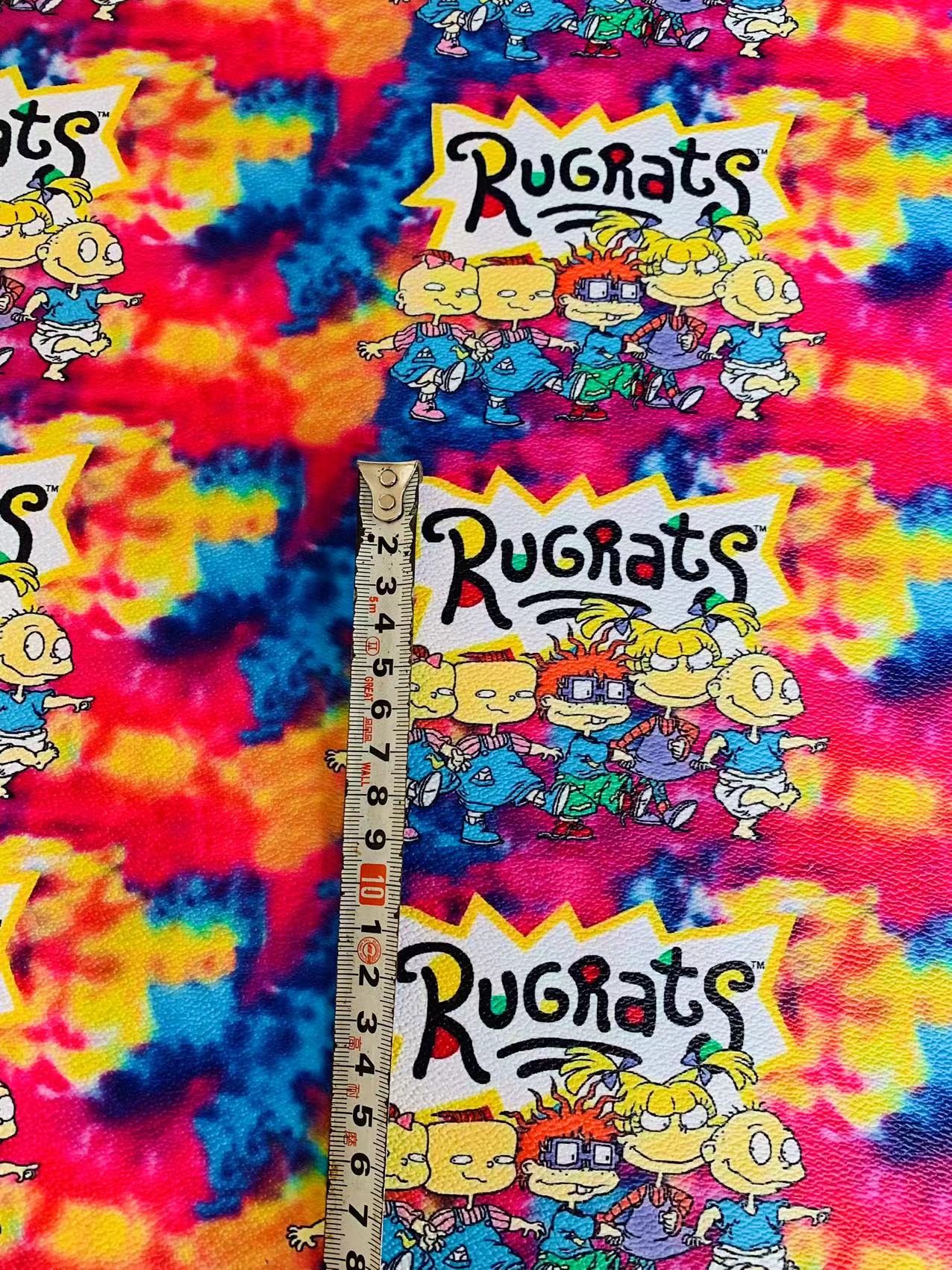 Tianchao Store Small Size 11x9 CM Rugrats Cartoon Design Leather Fabric For Artist Handmade Shoes ,Bags ,Sneakers By Yards