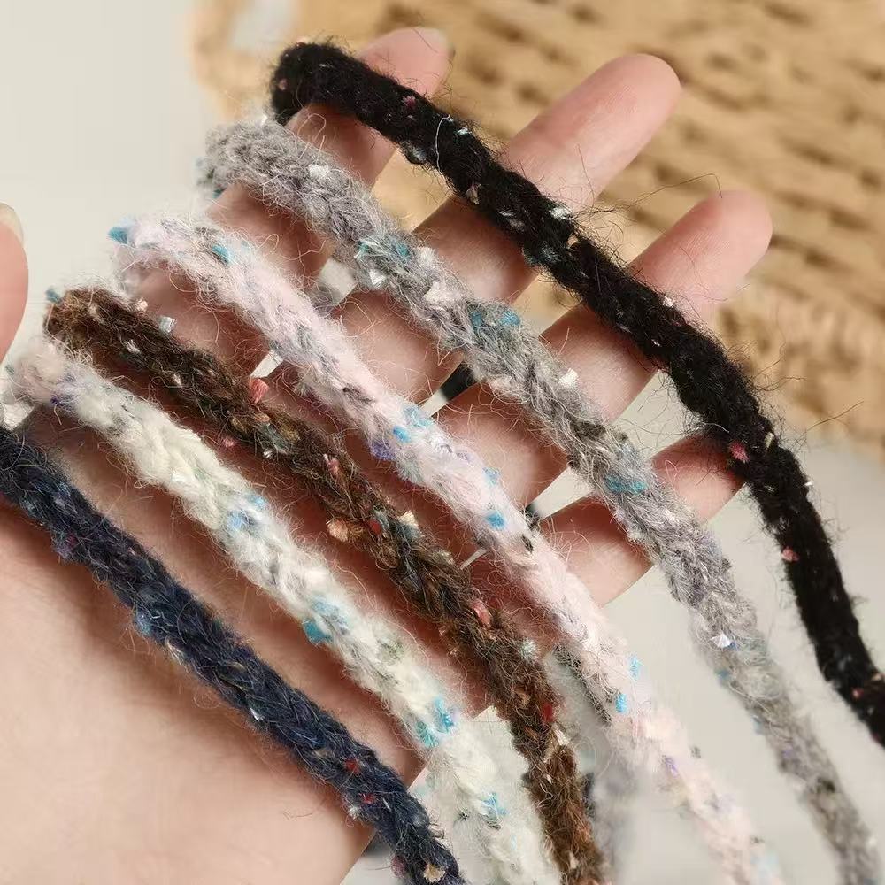 Craft 8MM Wool with Polyester Blended Yarn For Handmade DIY Clothing Goods By Yard