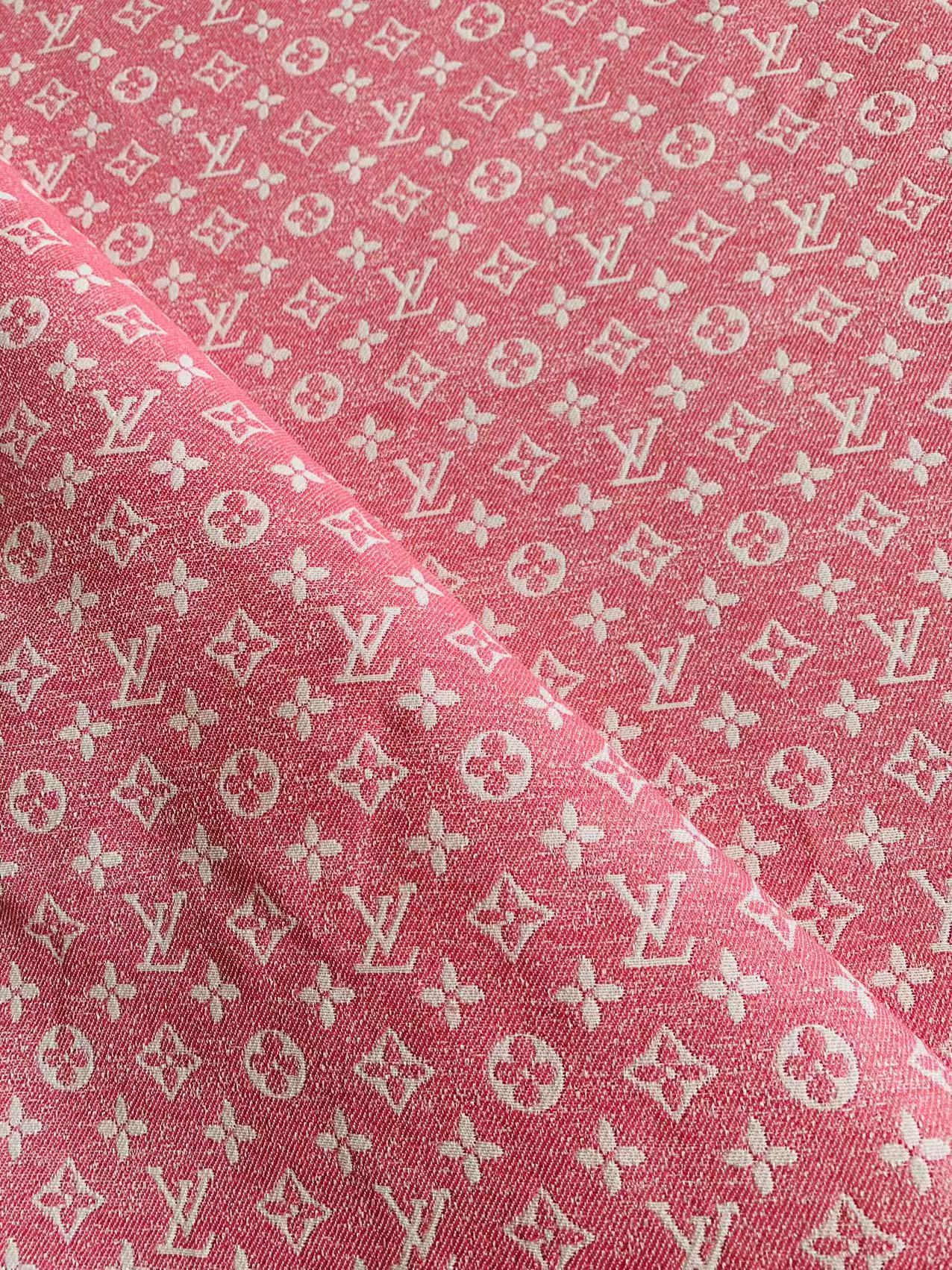 Tianchao Pink LV Denim Woven Jacquard fabric ,Jean Fabric For Handmade Goods By Yard