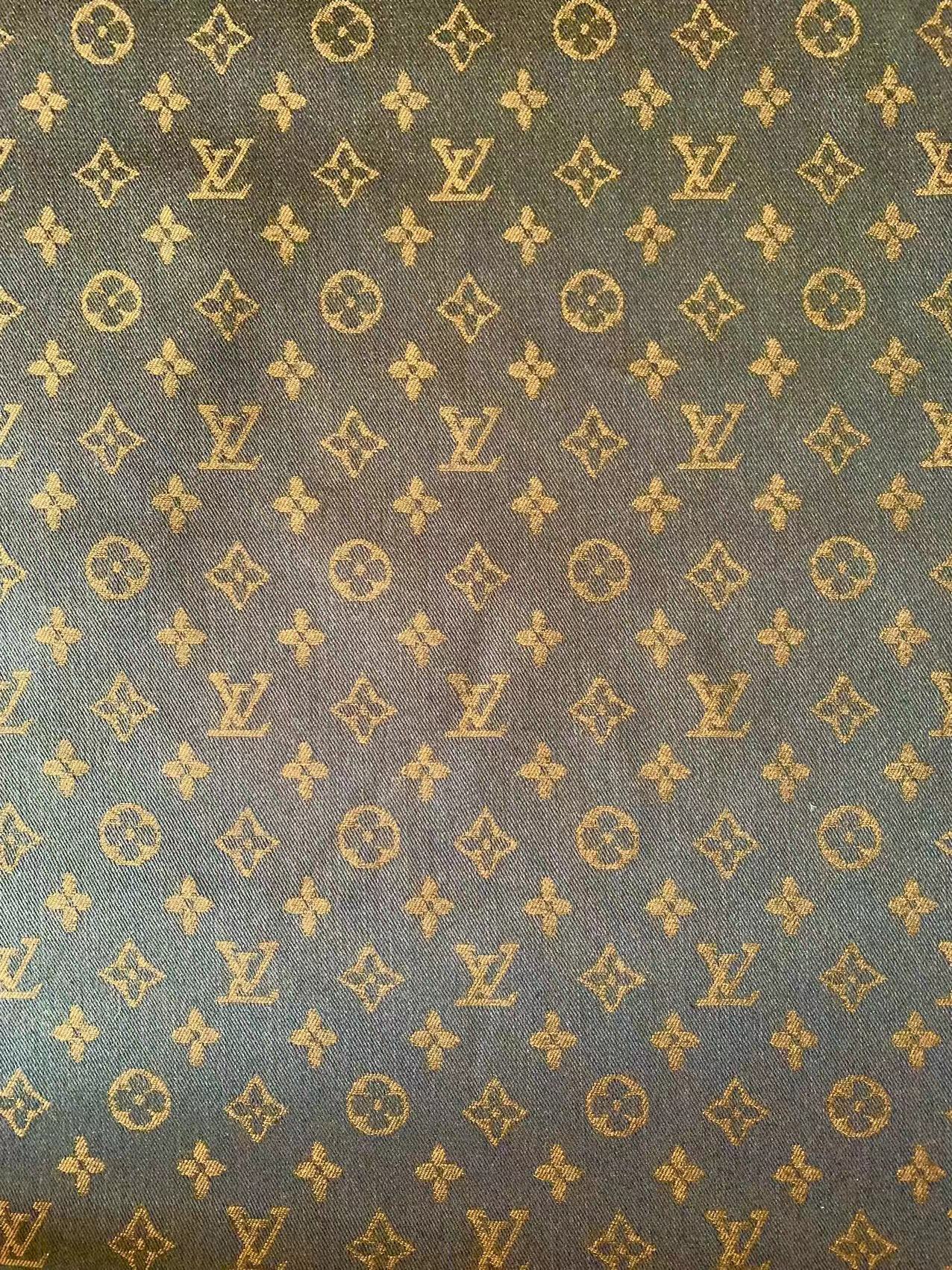 Craft Brown LV Jacquard Denim Cloth Fabric For Handmade Apparel