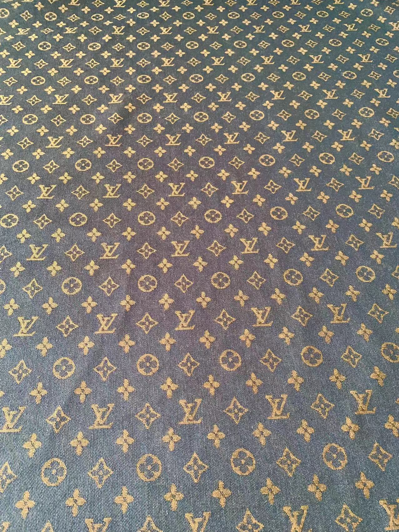 Craft Brown LV Jacquard Denim Cloth Fabric For Handmade Apparel