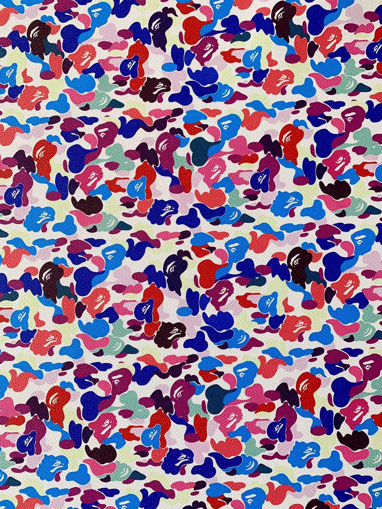 Craft New Purple With Colorful Bape Custom Leather Fabric For Bags Leather Shoes Custom Leather By Yard