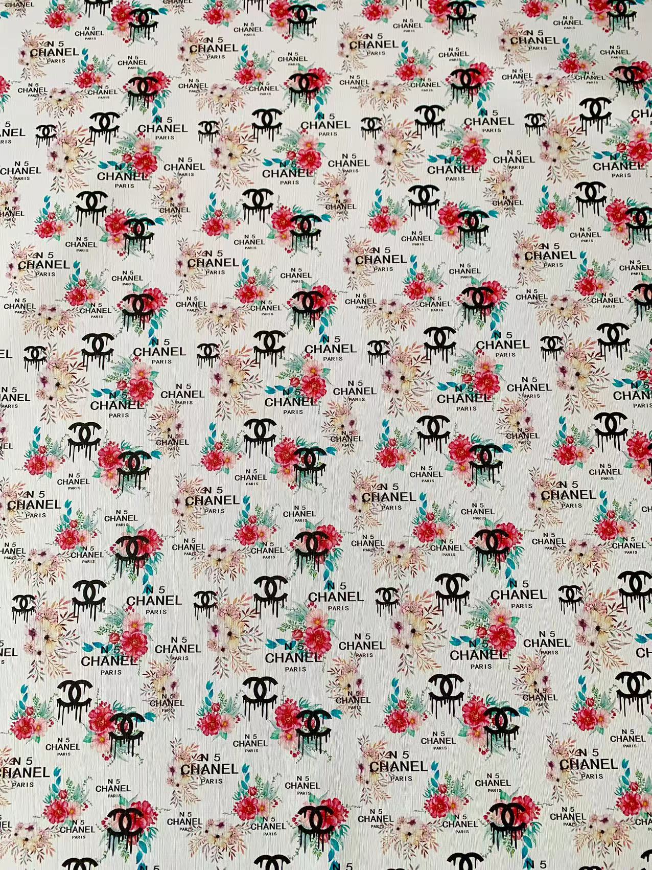 Craft Chanel N5 Paris Deisgn Leather Fabric For Handmade DIY Sneakers Upholstery Car Seats