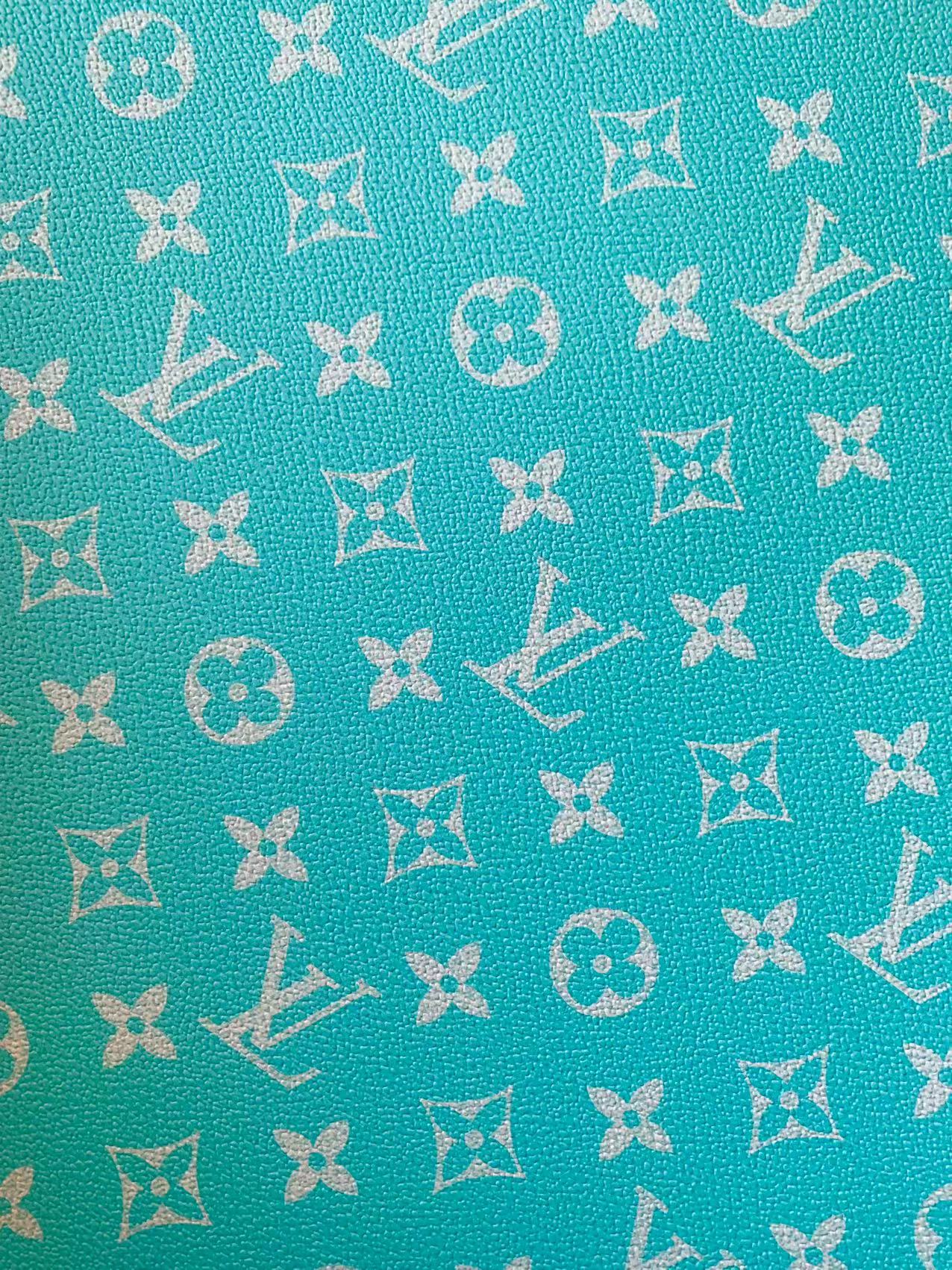Classic Bright Blue LV Vinyl leather fabric For Handmade Handicraft Goods