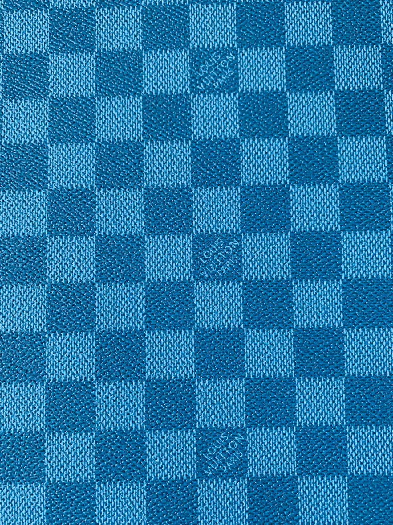 Classic Blue Louis Vuitton Vinyl Leather Case Fabric,Handmade Bag Upholstery Car and Shoes Grid Leather By Yard