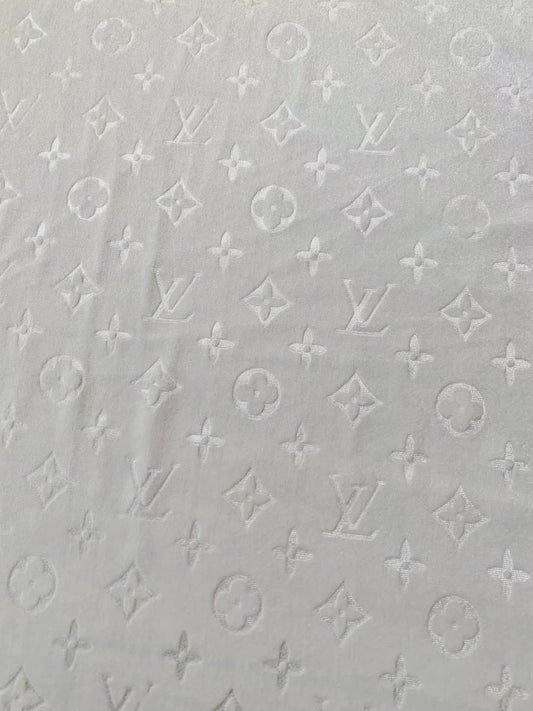 Popular Luxury LV Knitting Velvet Fabric For Handmade Sneaker,Car Upholstery and Apparel By Yard(White)