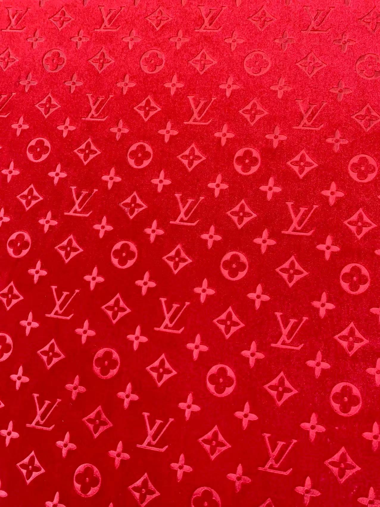 Popular Luxury LV Knitting Velvet Fabric For Handmade Sneaker,Car Upholstery and Apparel By Yard (Red)