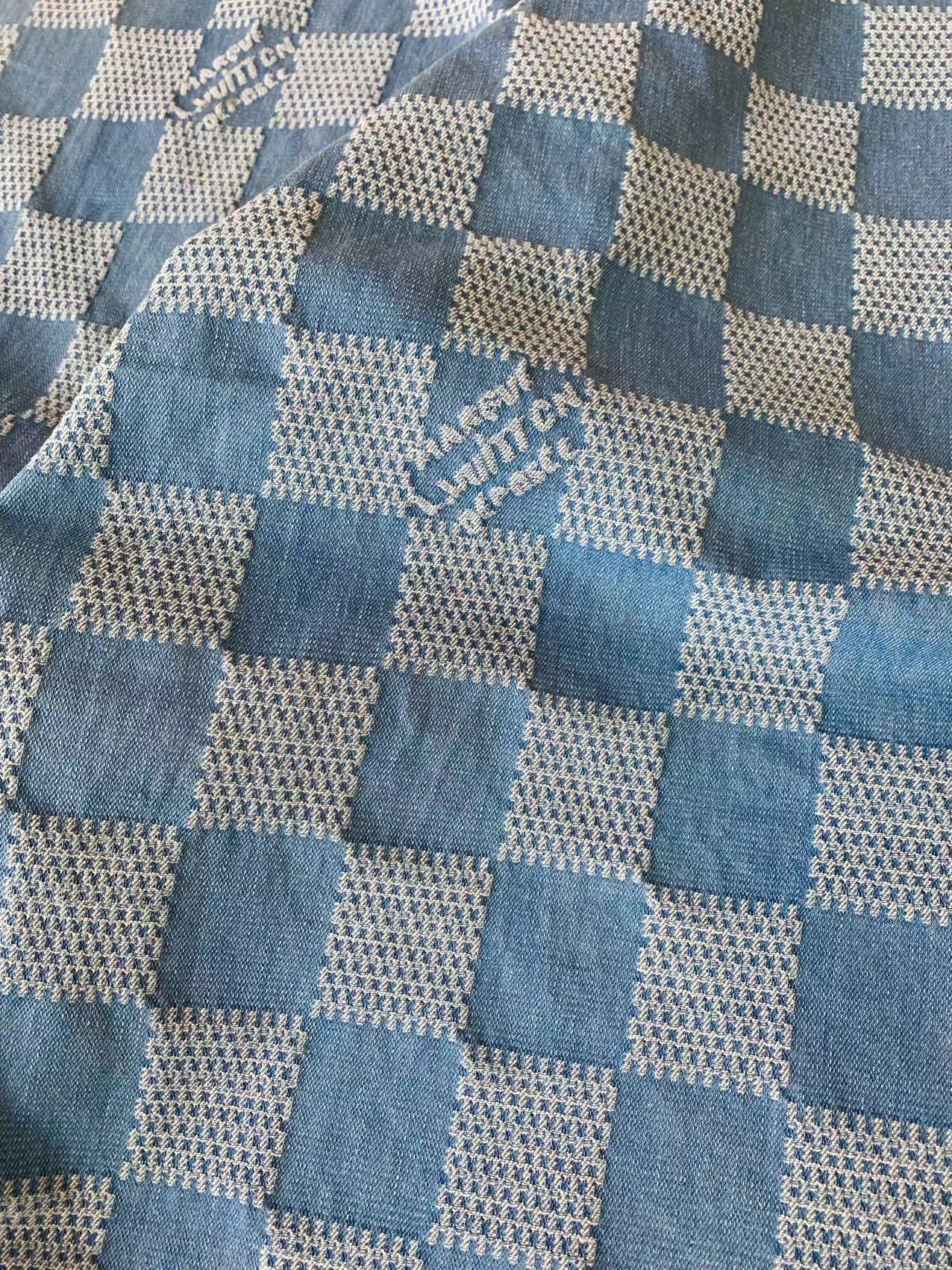 Craft Wash LV Damier Jacquard Denim Jean Fabric For Handmade Sewing DIY Upholstery ,Apparel By Yard