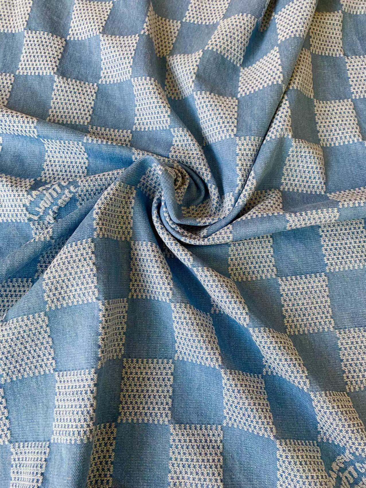 Craft Wash LV Damier Jacquard Denim Jean Fabric For Handmade Sewing DIY Upholstery ,Apparel By Yard