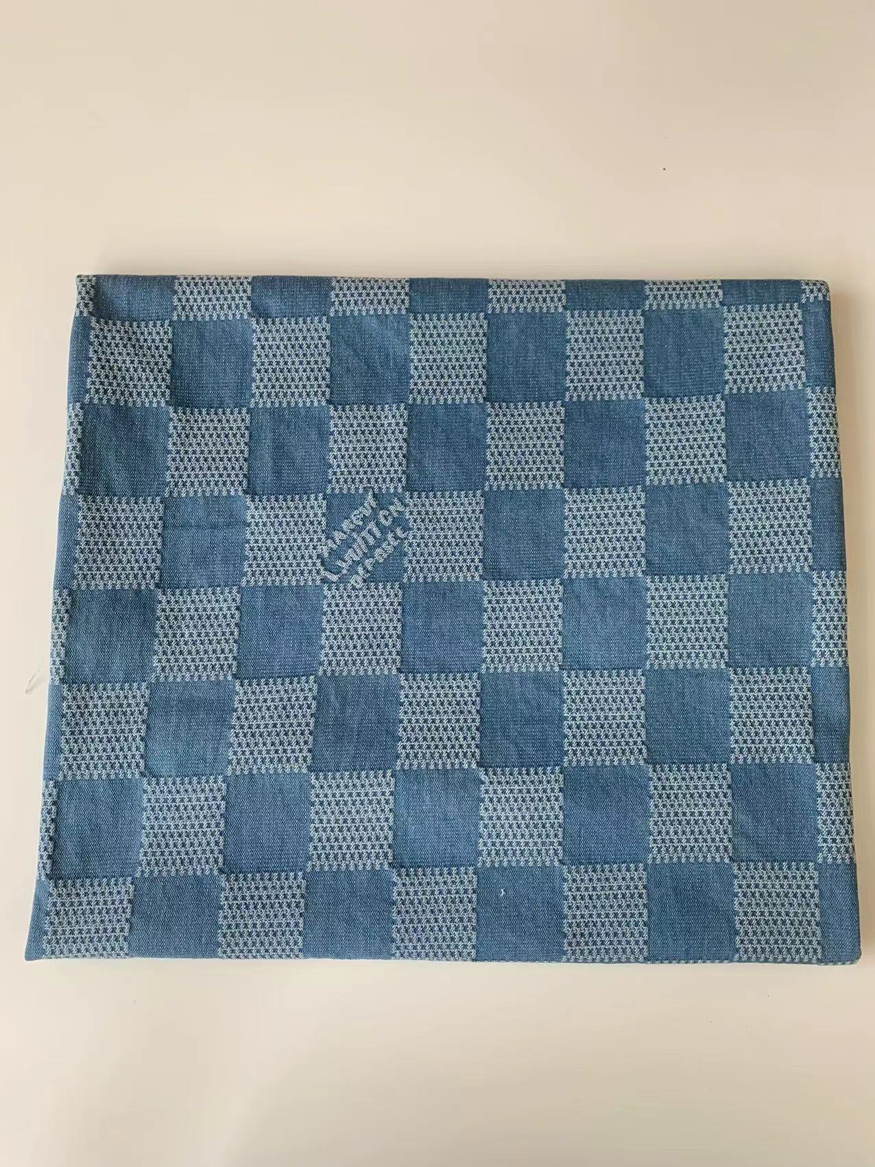 Craft Wash LV Damier Jacquard Denim Jean Fabric For Handmade Sewing DIY Upholstery ,Apparel By Yard