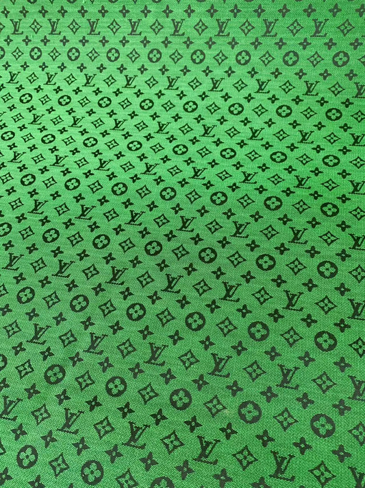 Fashion Green LV Jacquard Cloth Fabric For Handmade Sneaker,Upholstery And Apparel