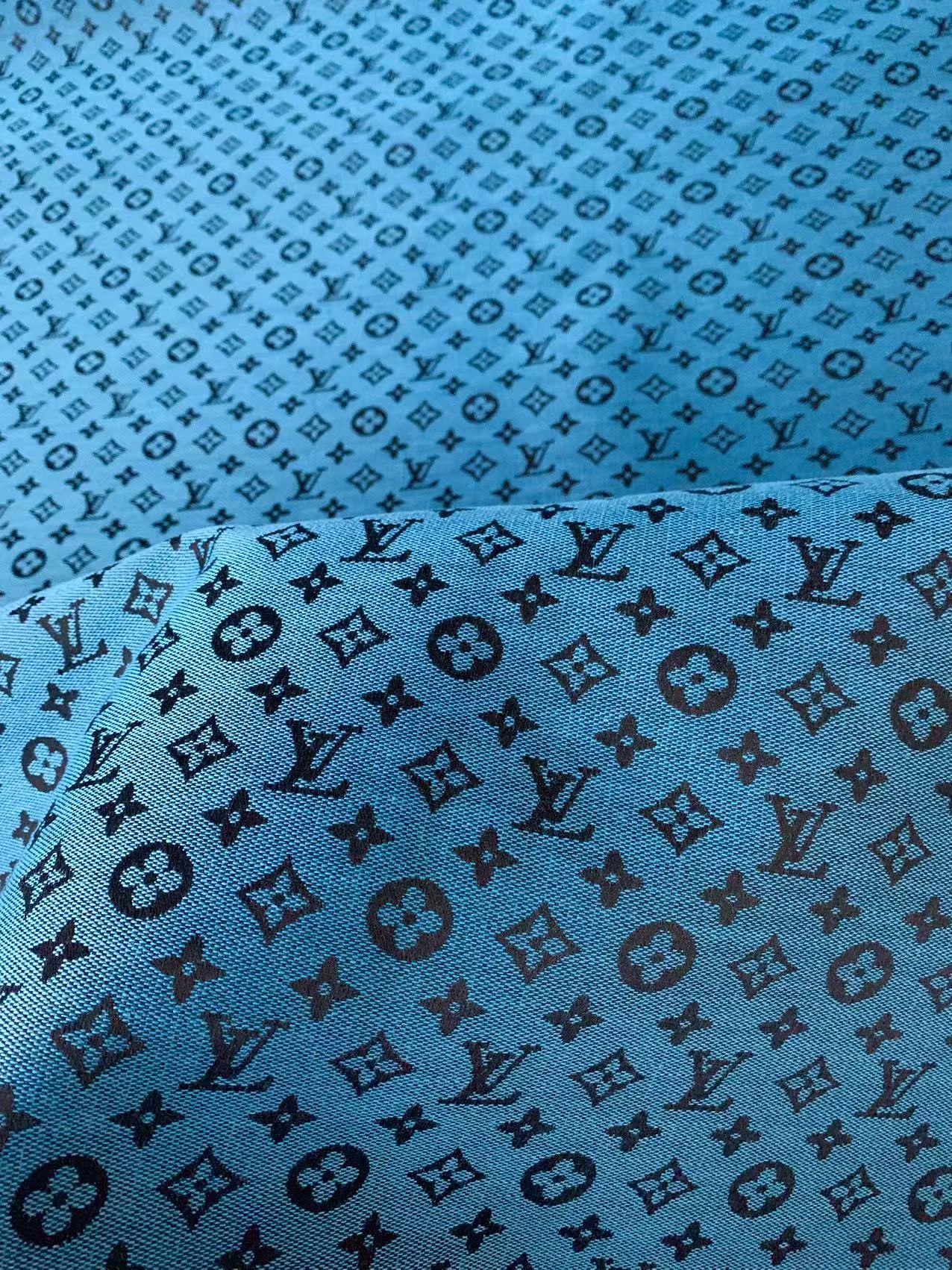 Fashion Blue LV Jacquard Cloth Fabric For Handmade Sneaker,Upholstery And Apparel