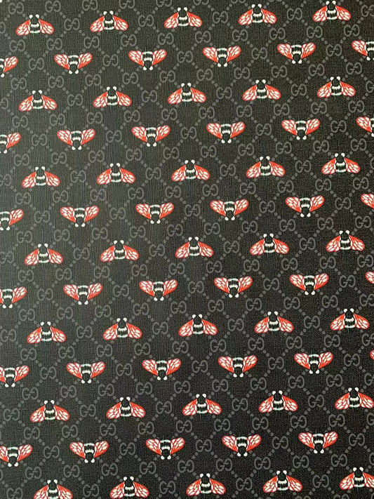 Fashion Gucci With Fly Design Leather Fabric For Handmade Bag ,Sneaker,Upholstery Goods By Yard