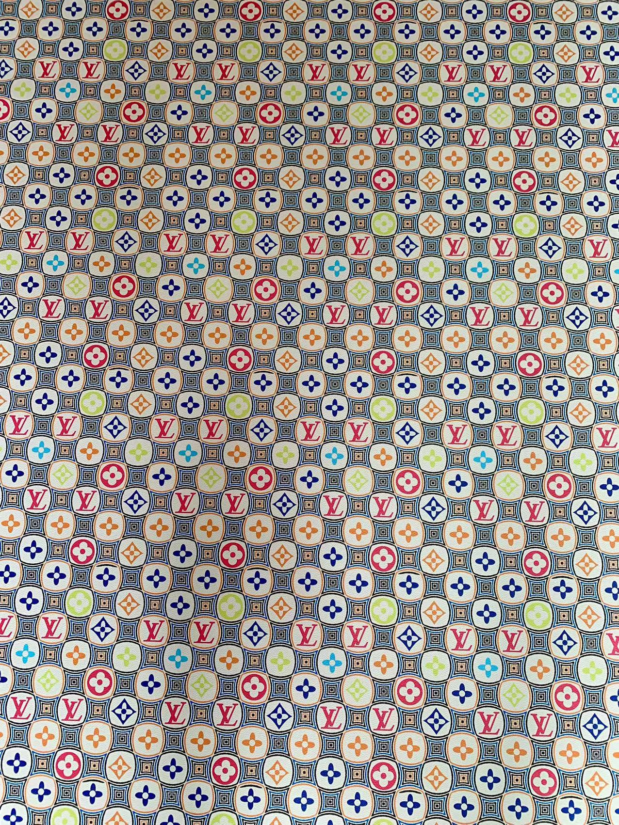 Fashion Colorful LV Damier Plaid Leather Fabric For Sneaker ,Upholstery and Handicraft Goods By Yard