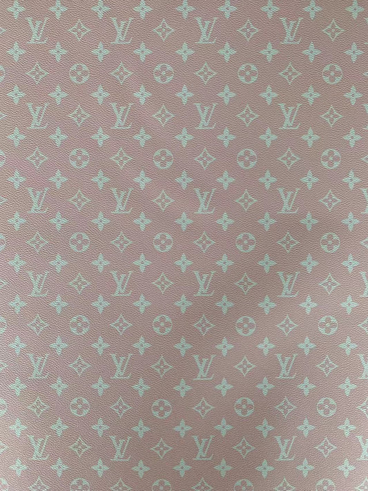 Fashion Pink LV Design Vinyl Leather for Handmade Shoes ,Handmade Bags Leather By Yard