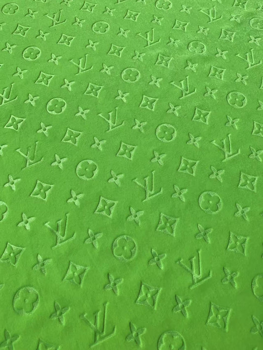 Popular Luxury LV Knitting Velvet Fabric For Handmade Sneaker,Car Upholstery and Apparel By Yard(Kelly)