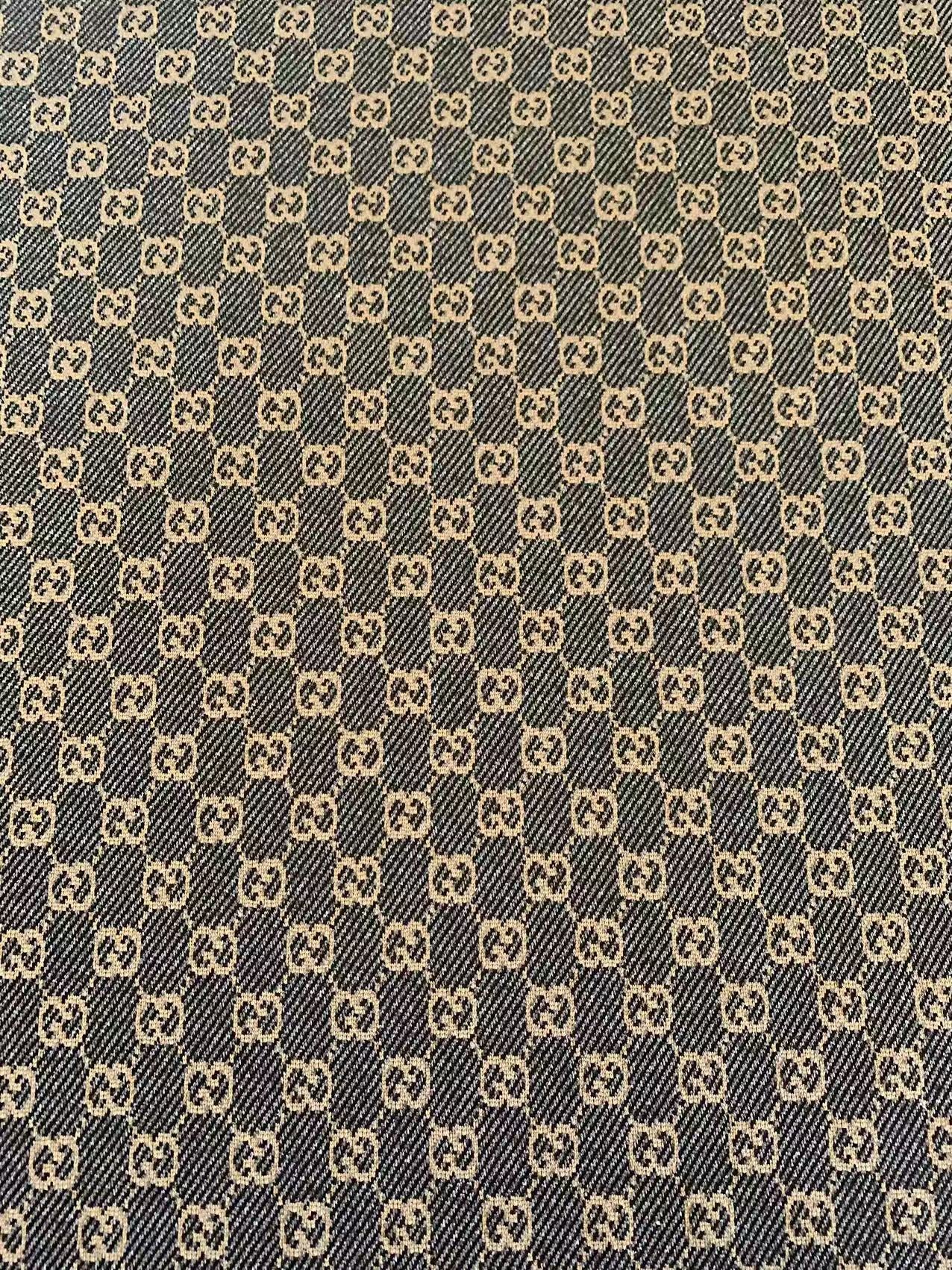 Craft Gray With Tan 0.5" Gucci Knitting Jacquard Cloth Fabric For Handmade Apparel ,Clothing ,Sneaker Upholstery Goods By Yard