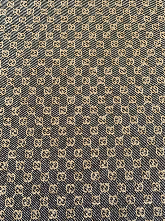 Craft Gray With Tan 0.5" Gucci Knitting Jacquard Cloth Fabric For Handmade Apparel ,Clothing ,Sneaker Upholstery Goods By Yard