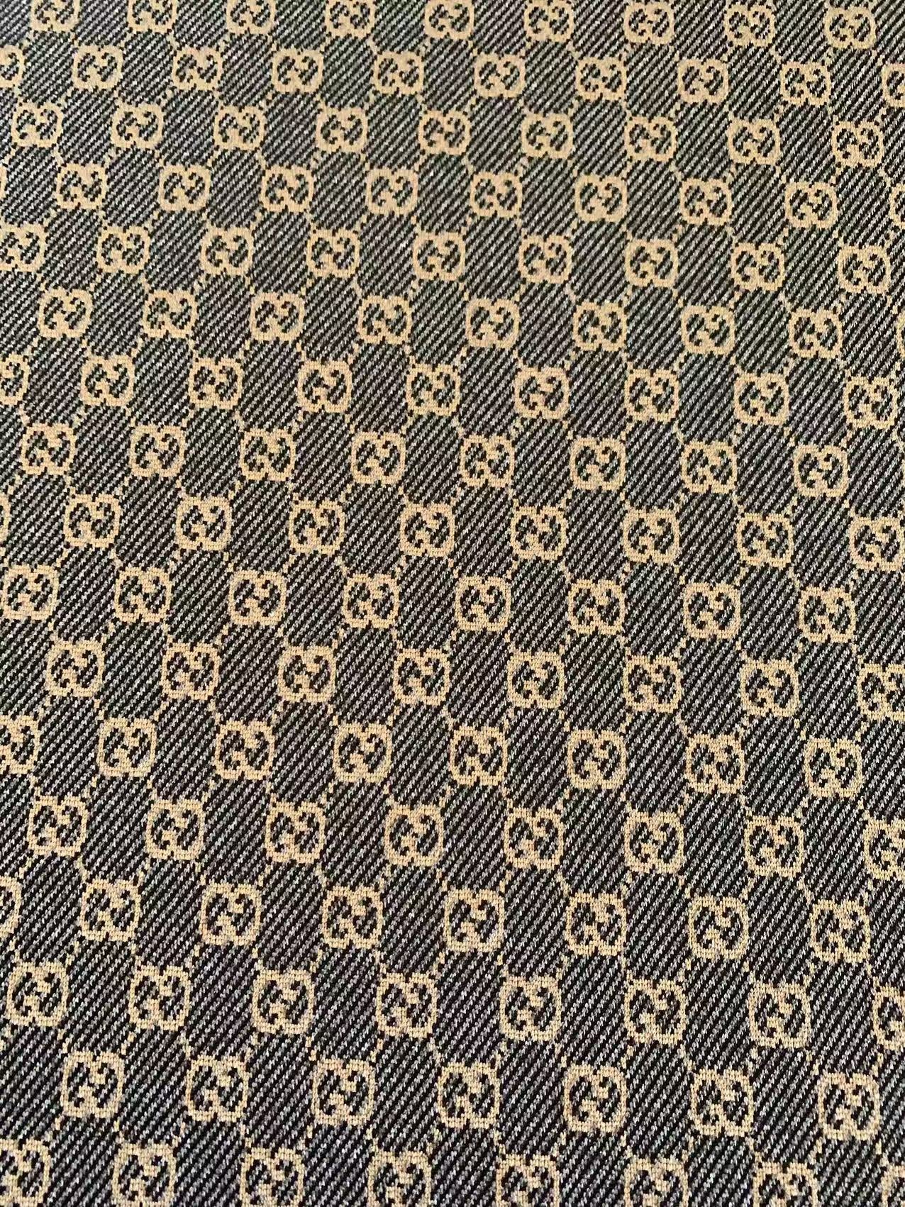 Craft Gray With Tan 0.5" Gucci Knitting Jacquard Cloth Fabric For Handmade Apparel ,Clothing ,Sneaker Upholstery Goods By Yard