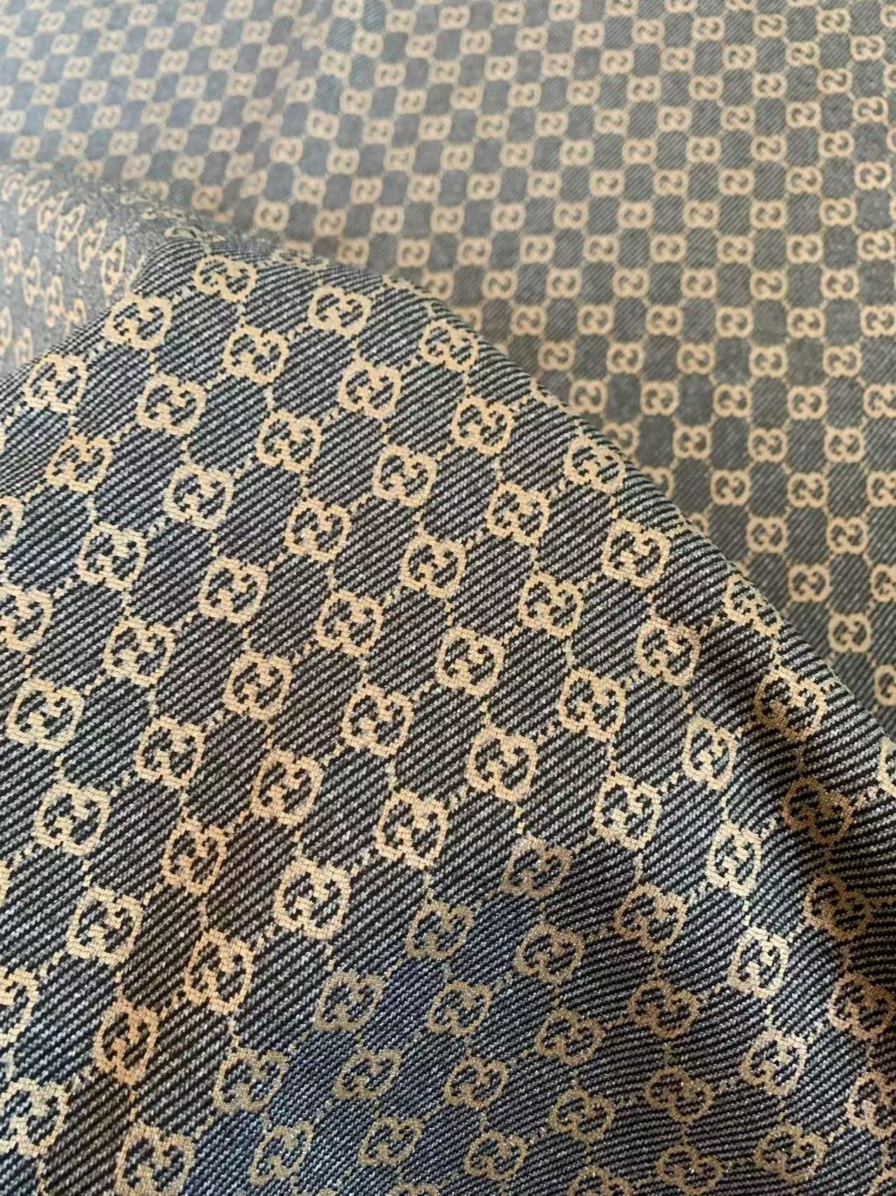Craft Gray With Tan 0.5" Gucci Knitting Jacquard Cloth Fabric For Handmade Apparel ,Clothing ,Sneaker Upholstery Goods By Yard