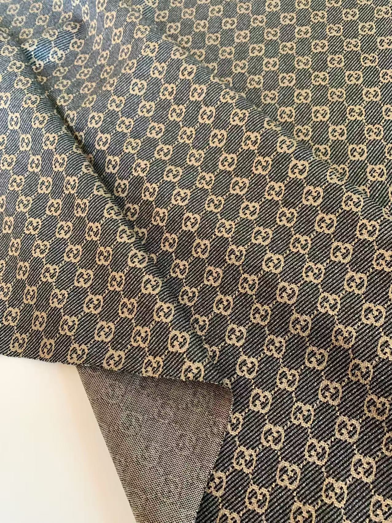 Craft Gray With Tan 0.5" Gucci Knitting Jacquard Cloth Fabric For Handmade Apparel ,Clothing ,Sneaker Upholstery Goods By Yard