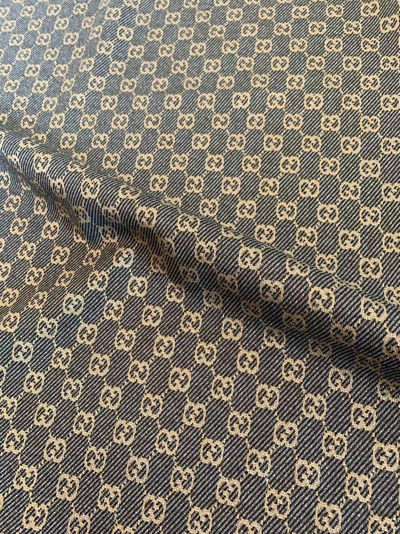 Craft Gray With Tan 0.5" Gucci Knitting Jacquard Cloth Fabric For Handmade Apparel ,Clothing ,Sneaker Upholstery Goods By Yard