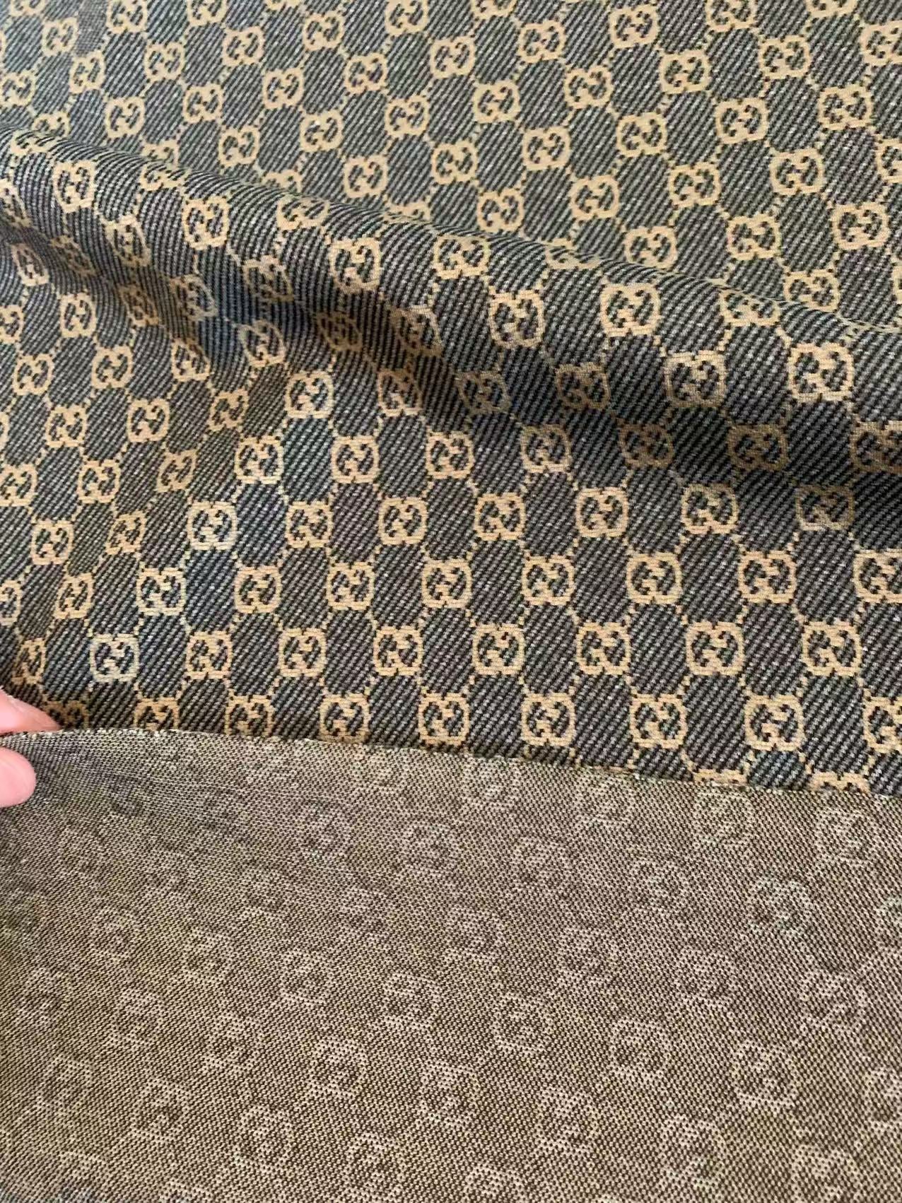 Craft Gray With Tan 0.5" Gucci Knitting Jacquard Cloth Fabric For Handmade Apparel ,Clothing ,Sneaker Upholstery Goods By Yard