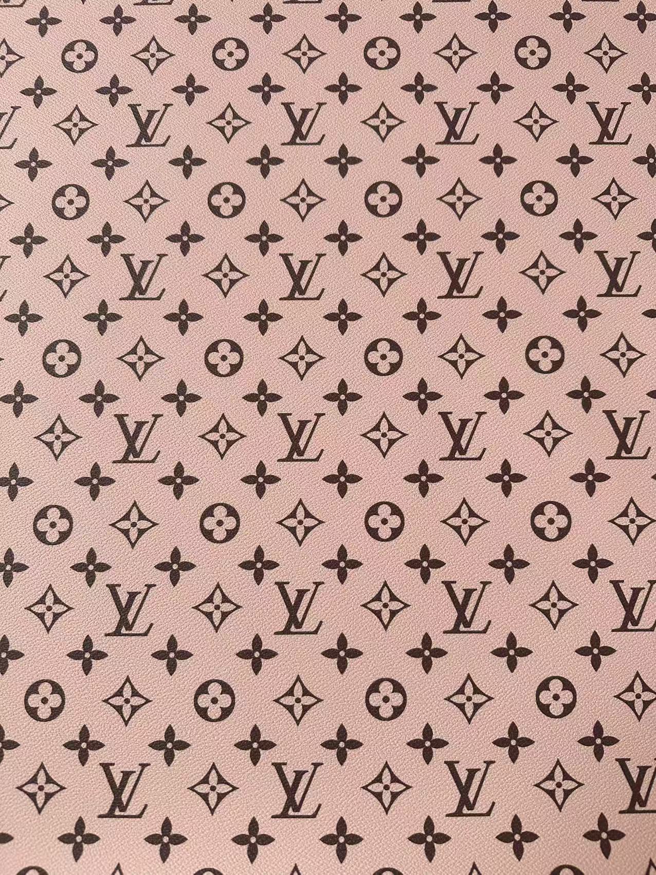 Fashion Baby Pink With Black LV Vinyl Leather For Handmade Sneaker, Upholstery Handicraft By Yard