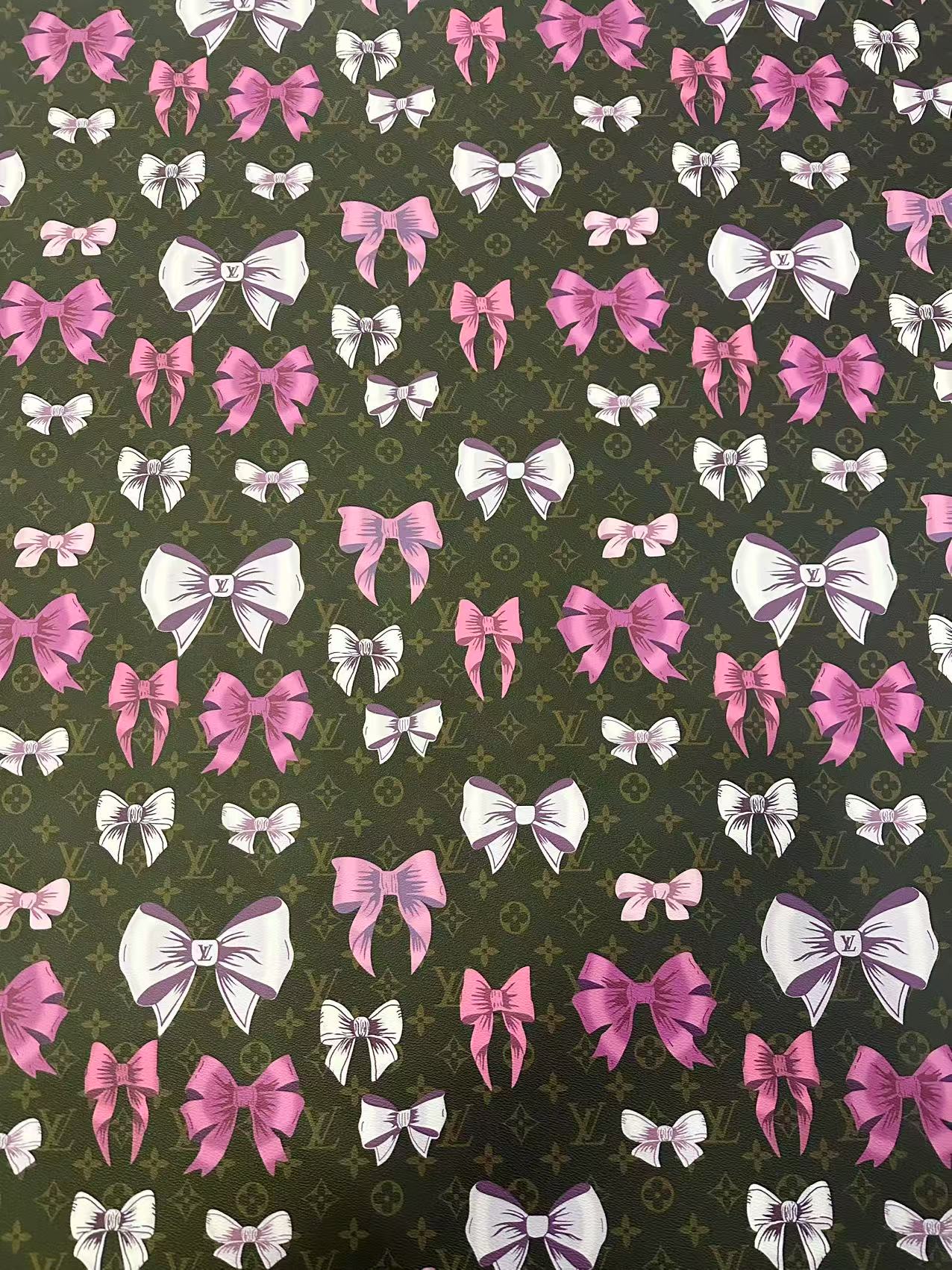 Fashion LV With Bow Vinyl Leather Fabric For Handmade Sneaker,Upholstery Goods By Yard
