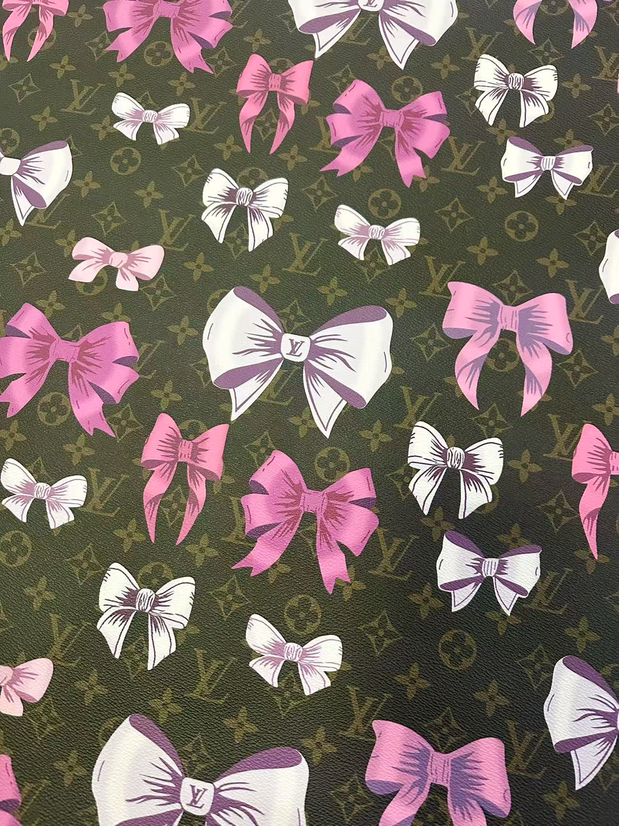 Fashion LV With Bow Vinyl Leather Fabric For Handmade Sneaker,Upholstery Goods By Yard