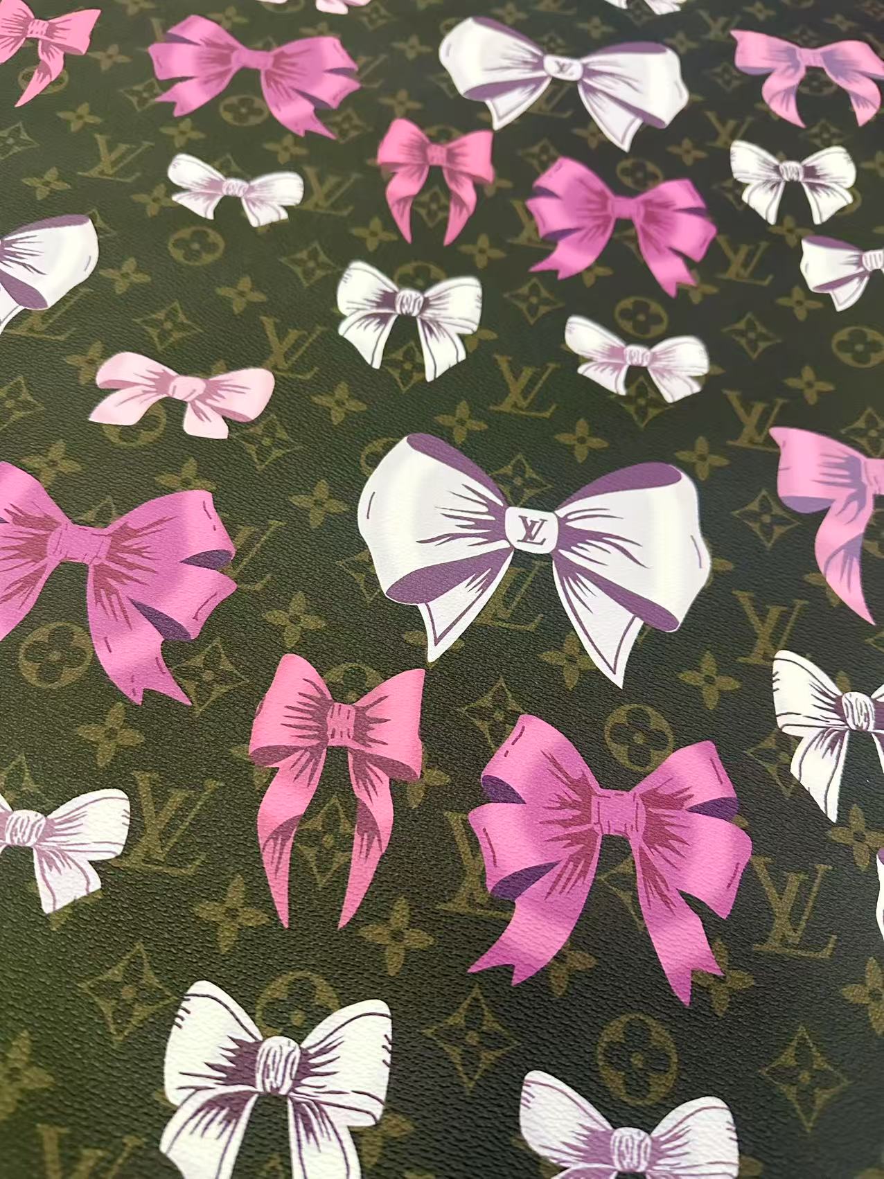 Fashion LV With Bow Vinyl Leather Fabric For Handmade Sneaker,Upholstery Goods By Yard