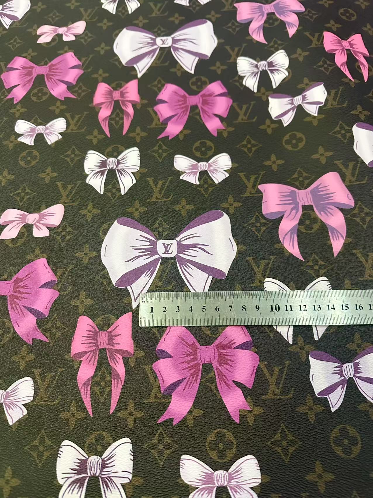 Fashion LV With Bow Vinyl Leather Fabric For Handmade Sneaker,Upholstery Goods By Yard