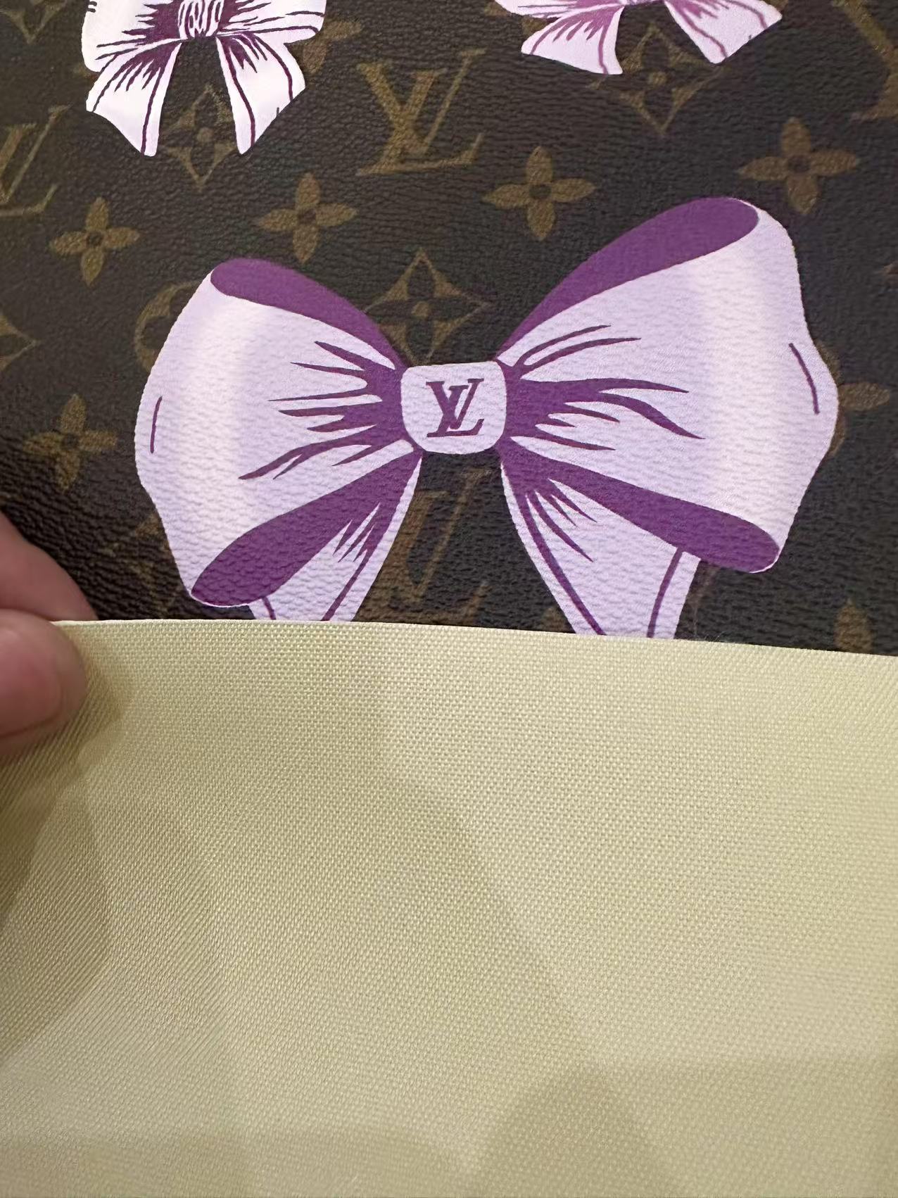 Fashion LV With Bow Vinyl Leather Fabric For Handmade Sneaker,Upholstery Goods By Yard