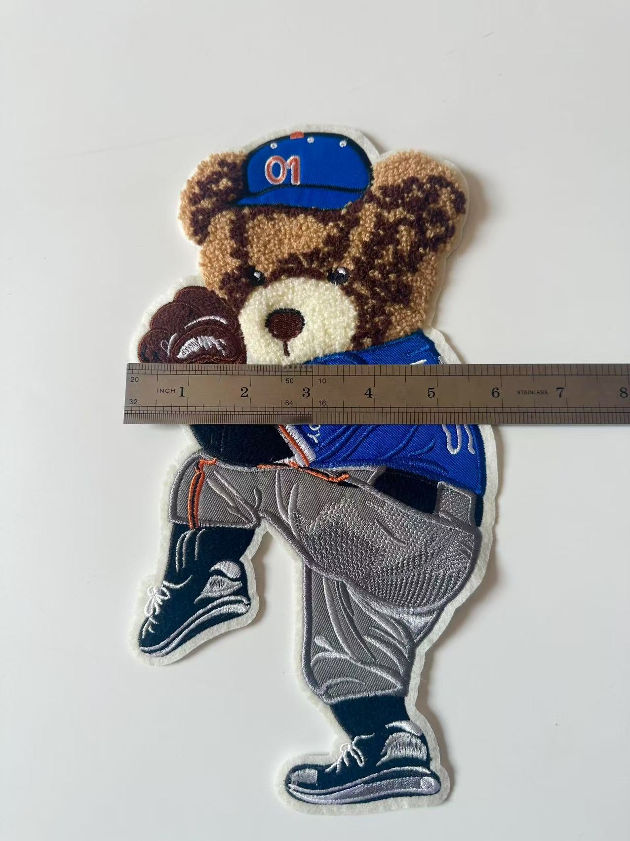 Craft POLO Bear Baseball Player 6"x11 "Embroidery Jacquard Label For Handmade Handicraft Goods