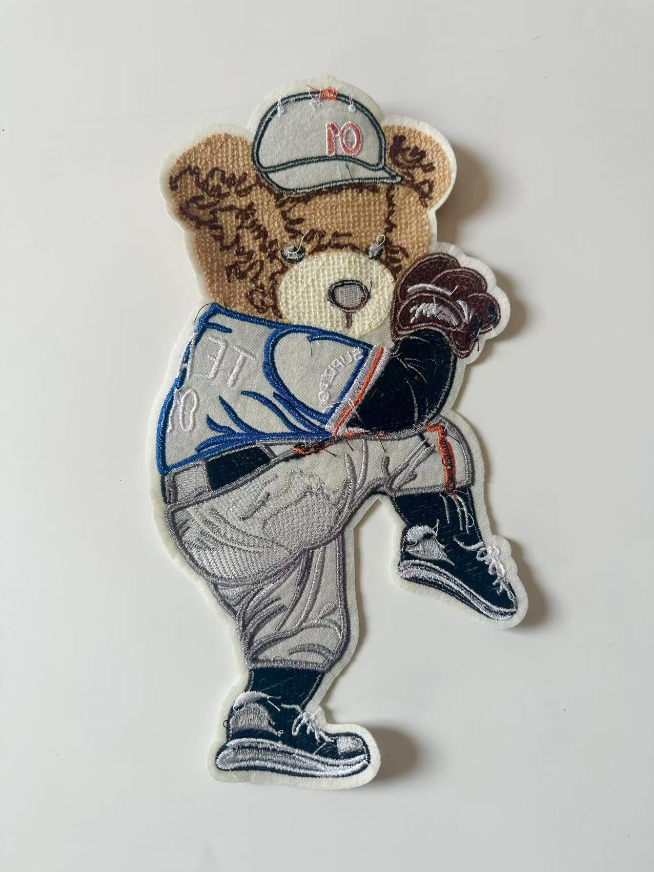 Craft POLO Bear Baseball Player 6"x11 "Embroidery Jacquard Label For Handmade Handicraft Goods