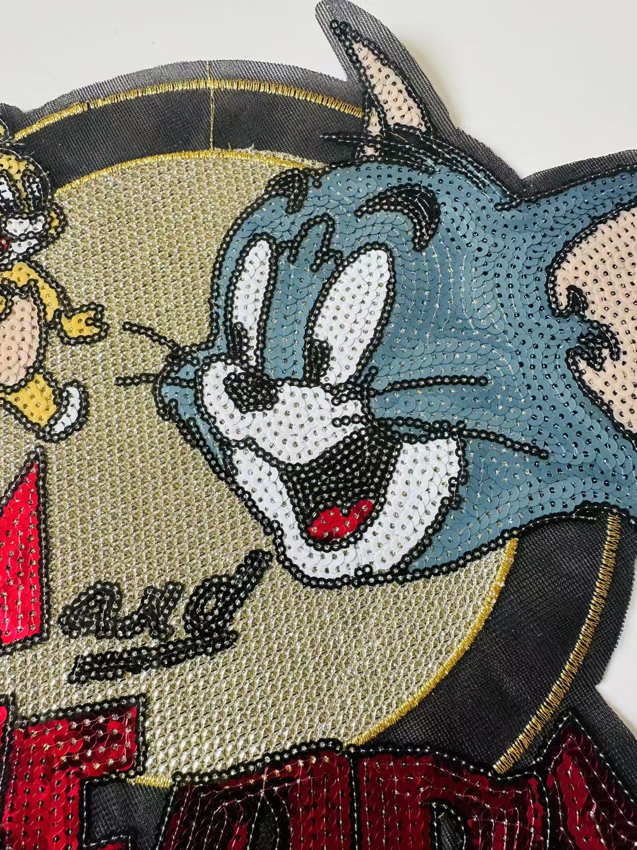 Craft Tom And Jerry 12.5"x10.5"Embroidery Sequins Patches For Handmade Apparel