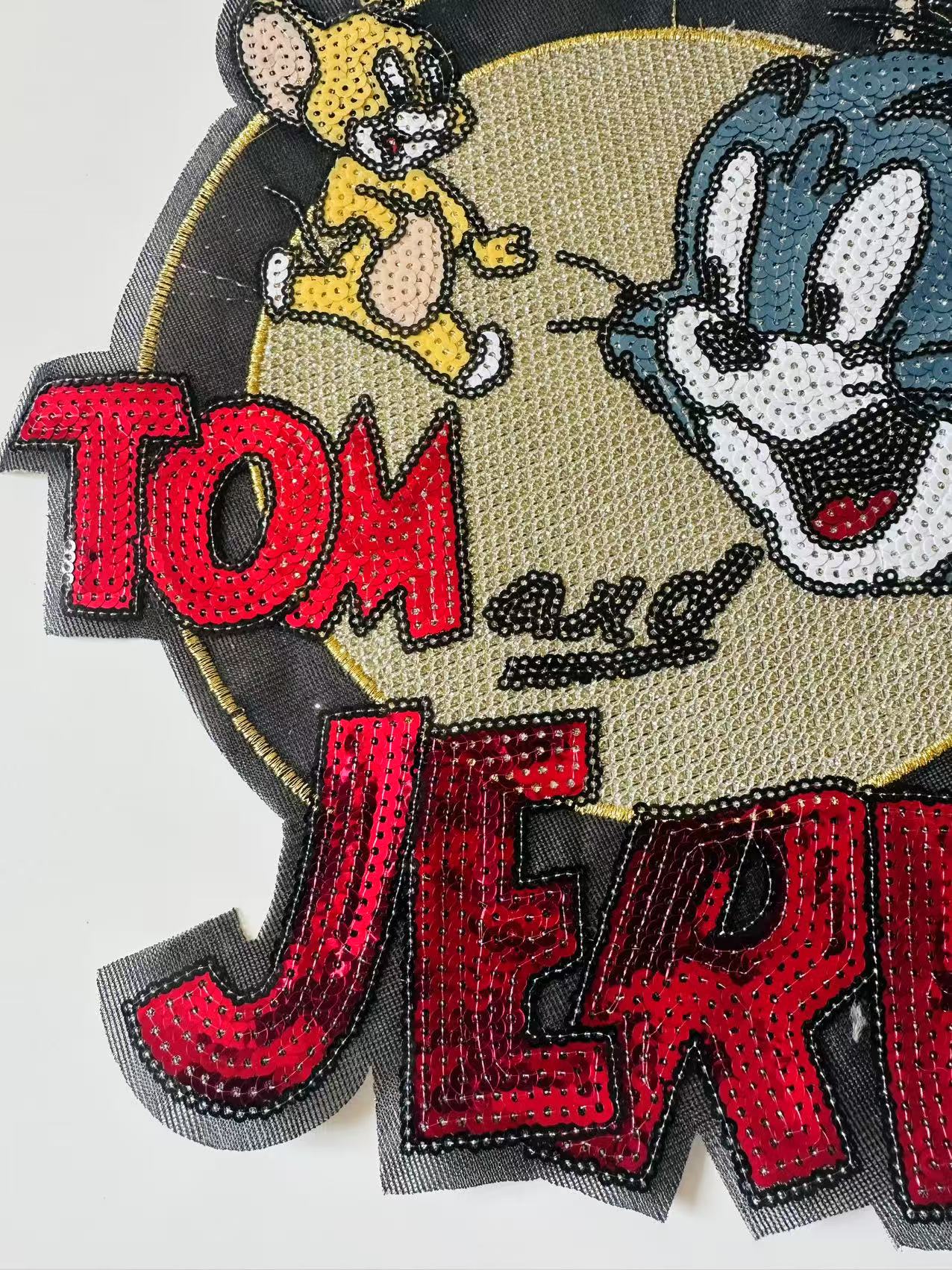 Craft Tom And Jerry 12.5"x10.5"Embroidery Sequins Patches For Handmade Apparel