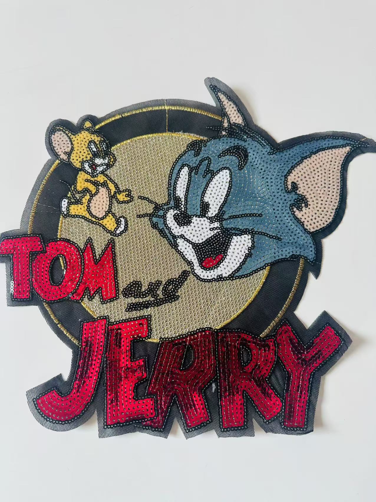 Craft Tom And Jerry 12.5"x10.5"Embroidery Sequins Patches For Handmade Apparel