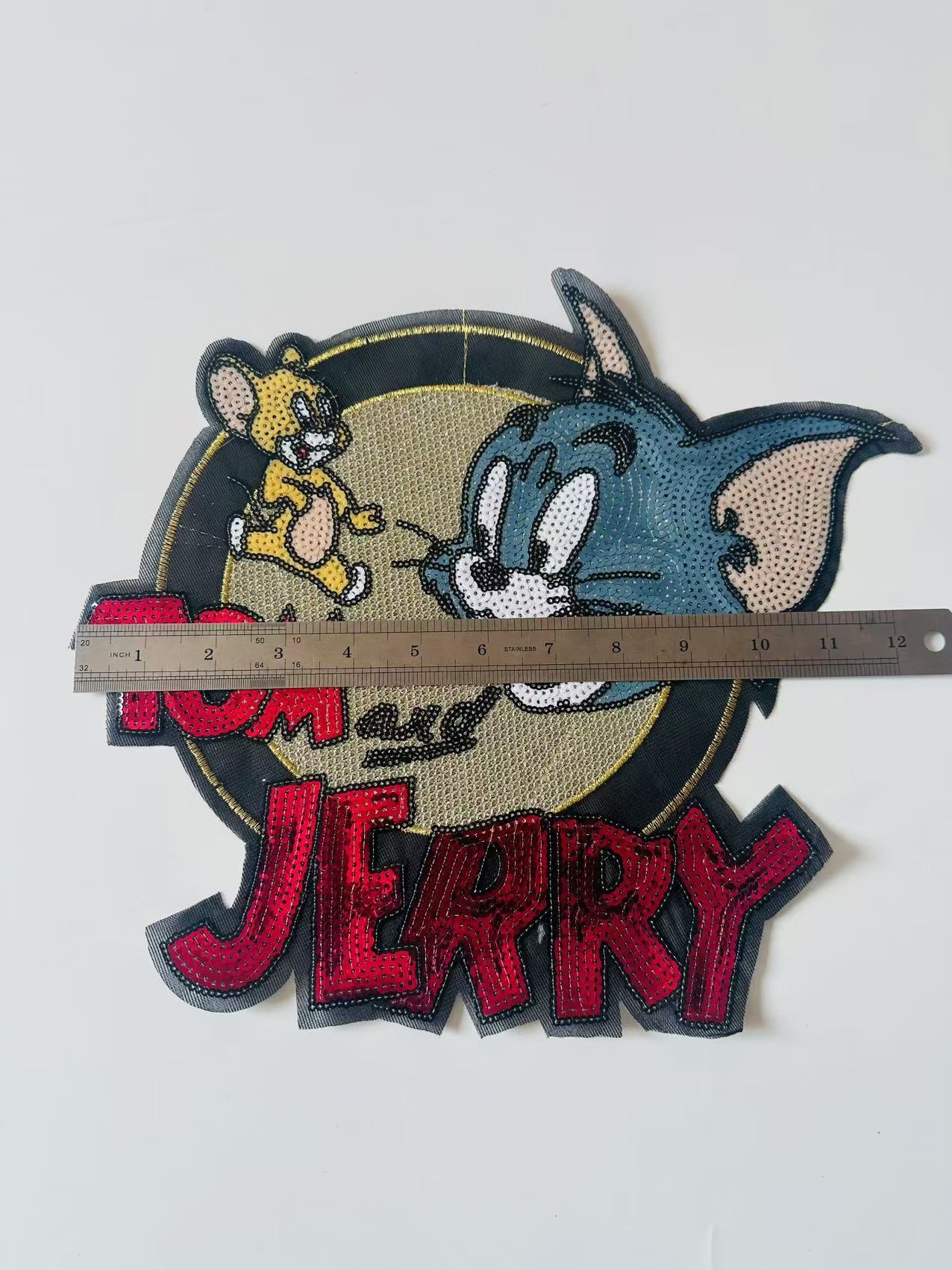 Craft Tom And Jerry 12.5"x10.5"Embroidery Sequins Patches For Handmade Apparel