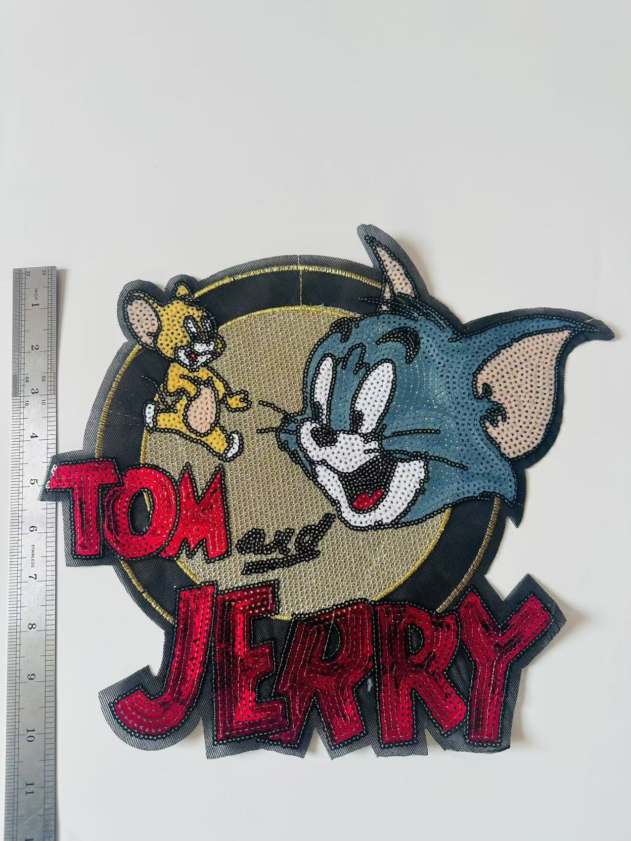 Craft Tom And Jerry 12.5"x10.5"Embroidery Sequins Patches For Handmade Apparel
