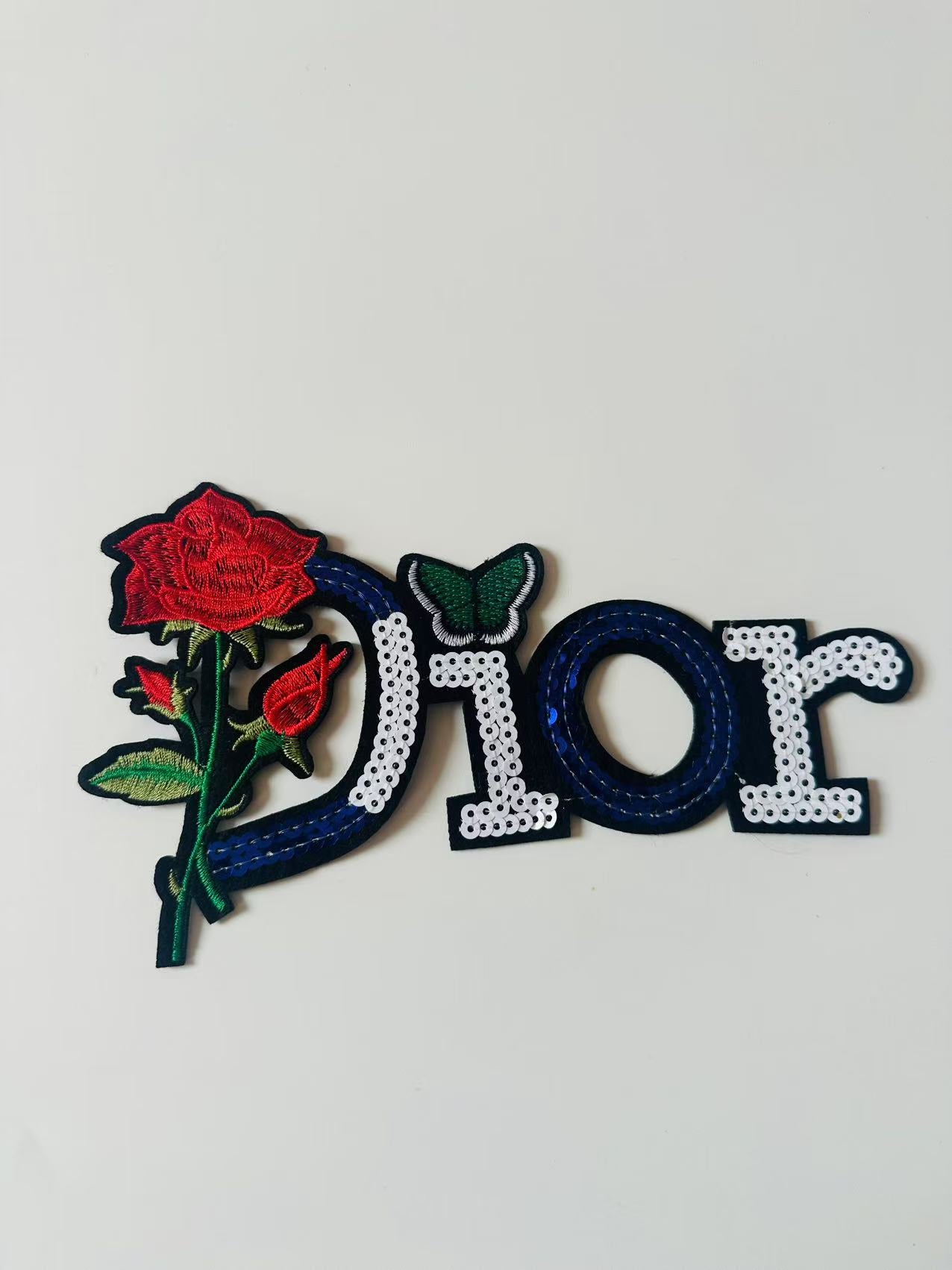 Craft Dior 7.5"x4.5"Embroidery Sequins Patches For Handmade Clothing Goods