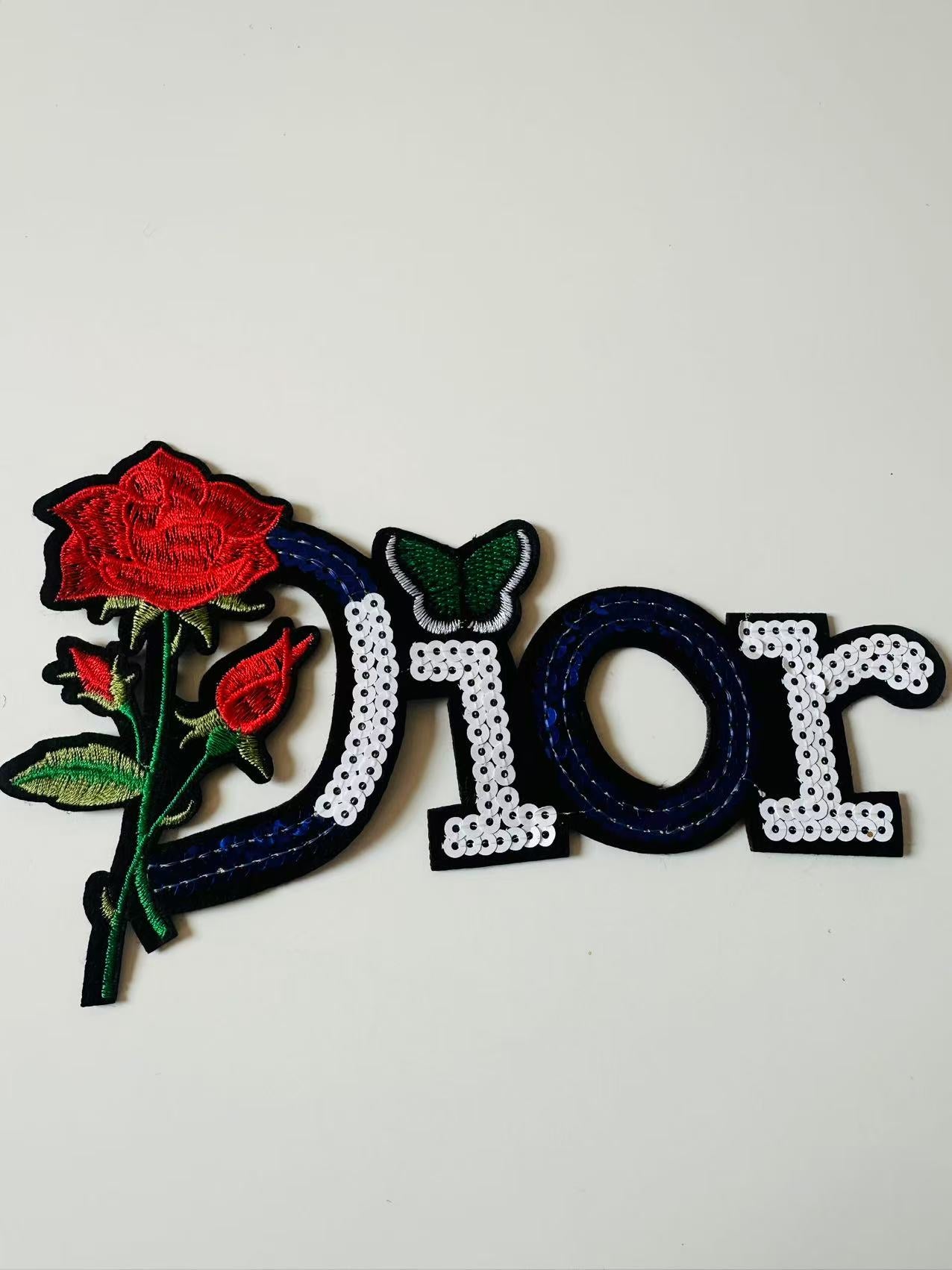 Craft Dior 7.5"x4.5"Embroidery Sequins Patches For Handmade Clothing Goods