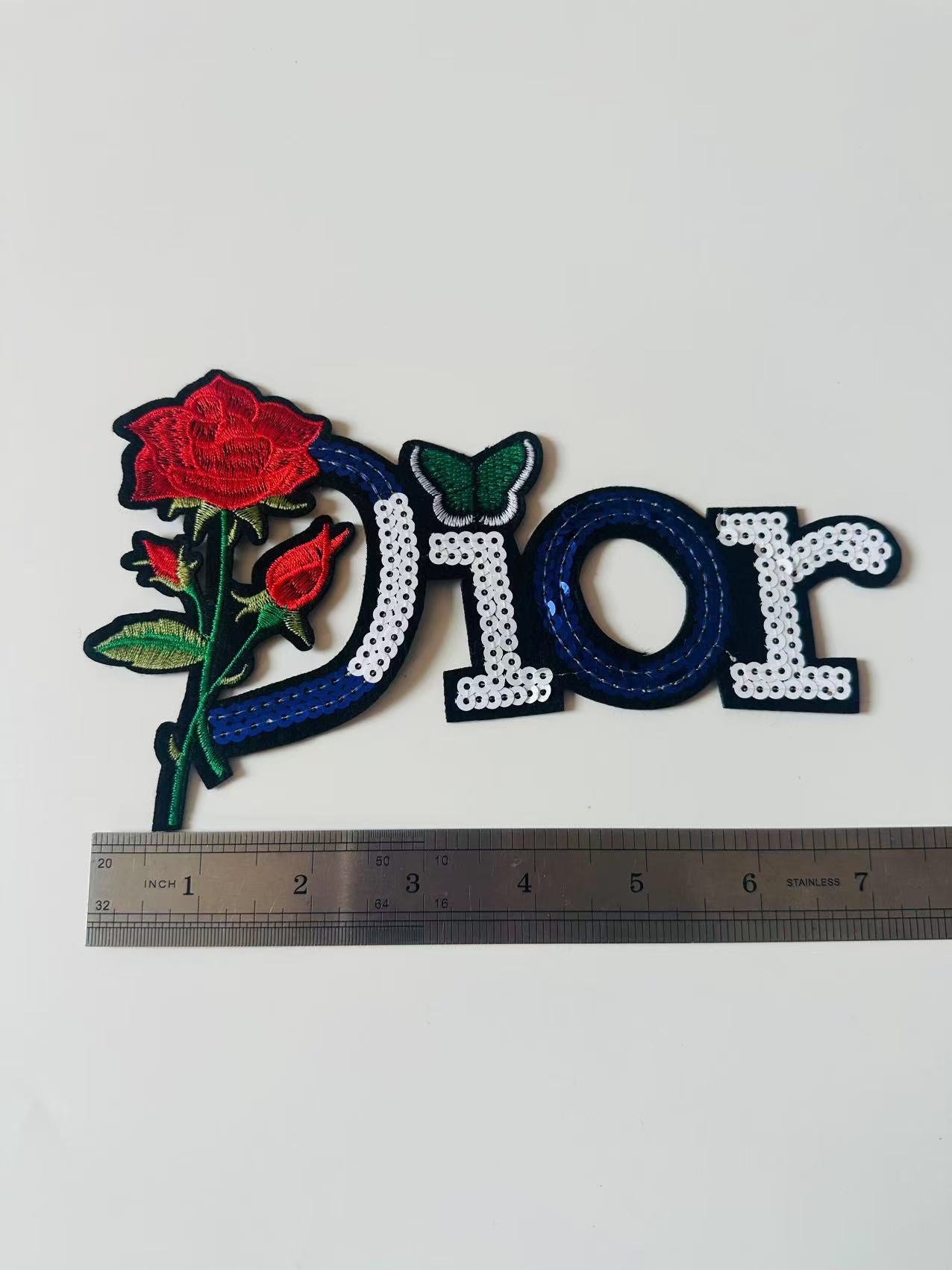 Craft Dior 7.5"x4.5"Embroidery Sequins Patches For Handmade Clothing Goods