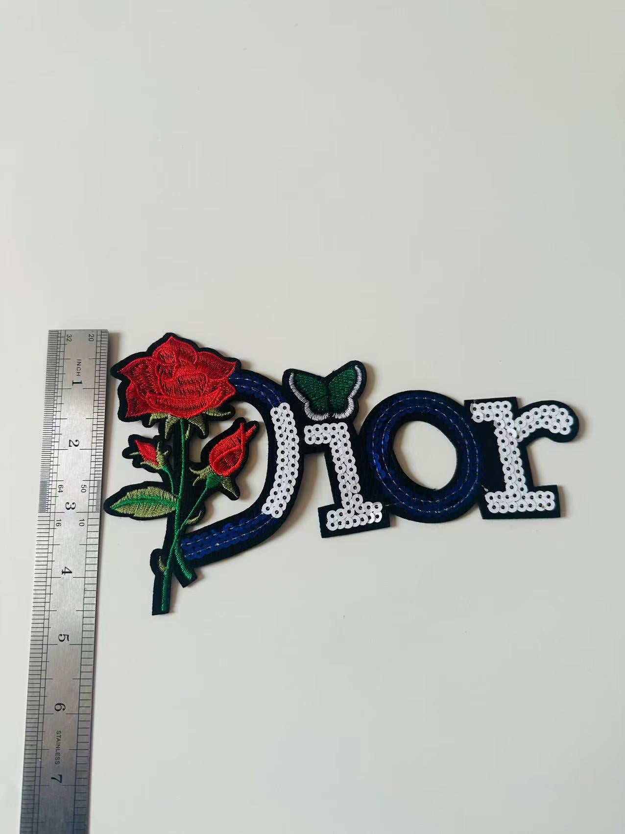 Craft Dior 7.5"x4.5"Embroidery Sequins Patches For Handmade Clothing Goods