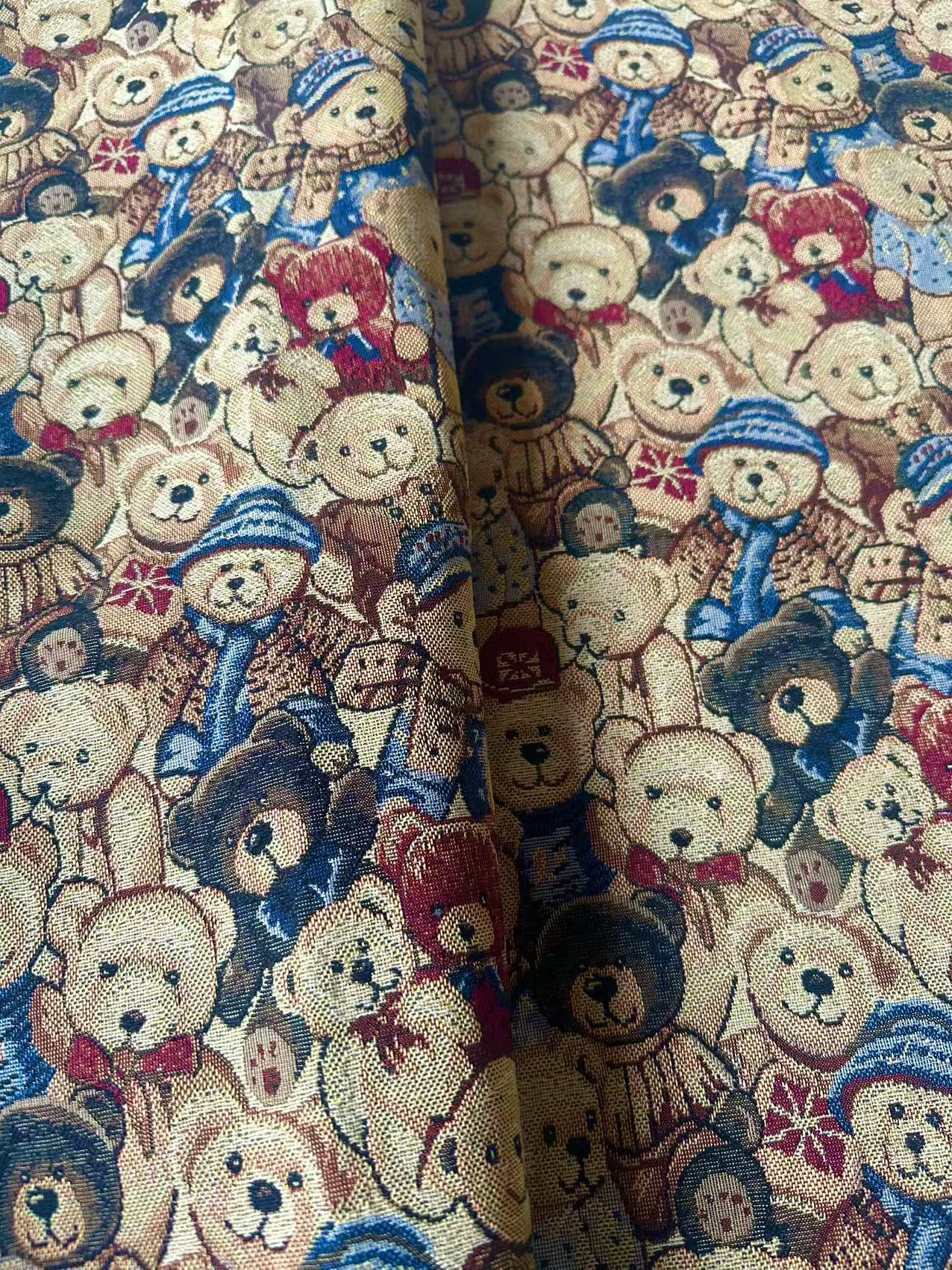 Fashion Bear Jacquard Cloth Fabric For Handmade Sneaker,Apparel By Yard