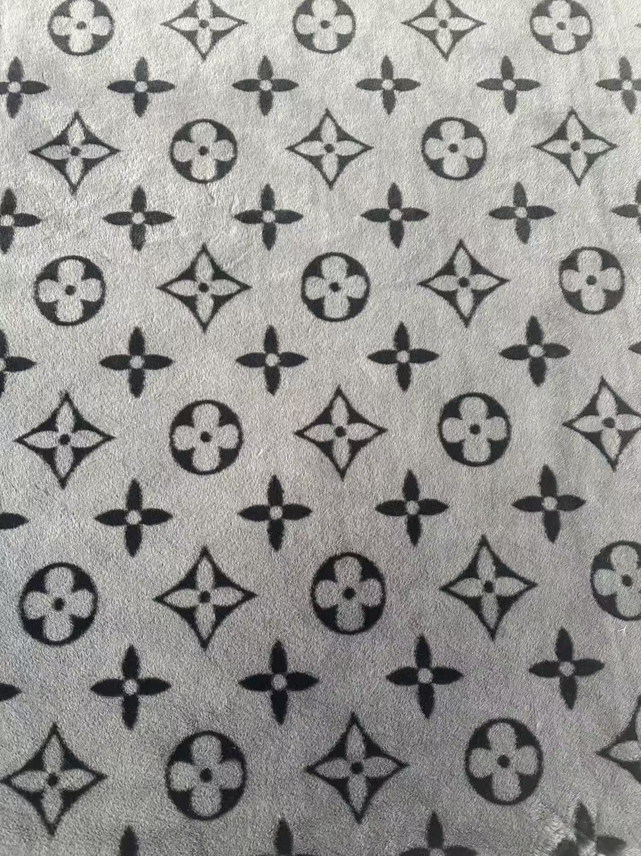 Big LV Design Gray NO LOGO Rabbit Plush Fabric, Cony Fabric For Handmade Clothing By Yard