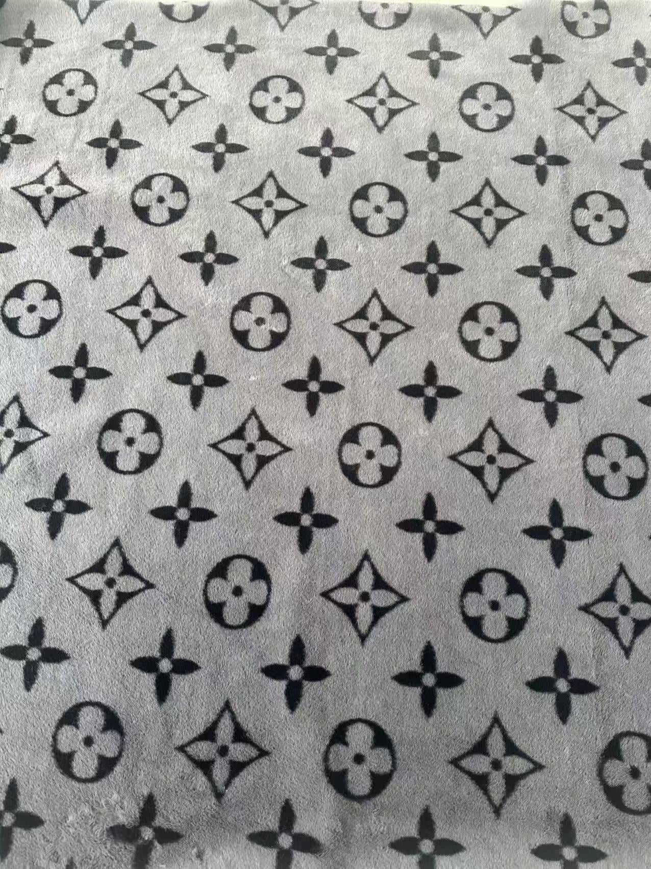 Big LV Design Gray NO LOGO Rabbit Plush Fabric, Cony Fabric For Handmade Clothing By Yard