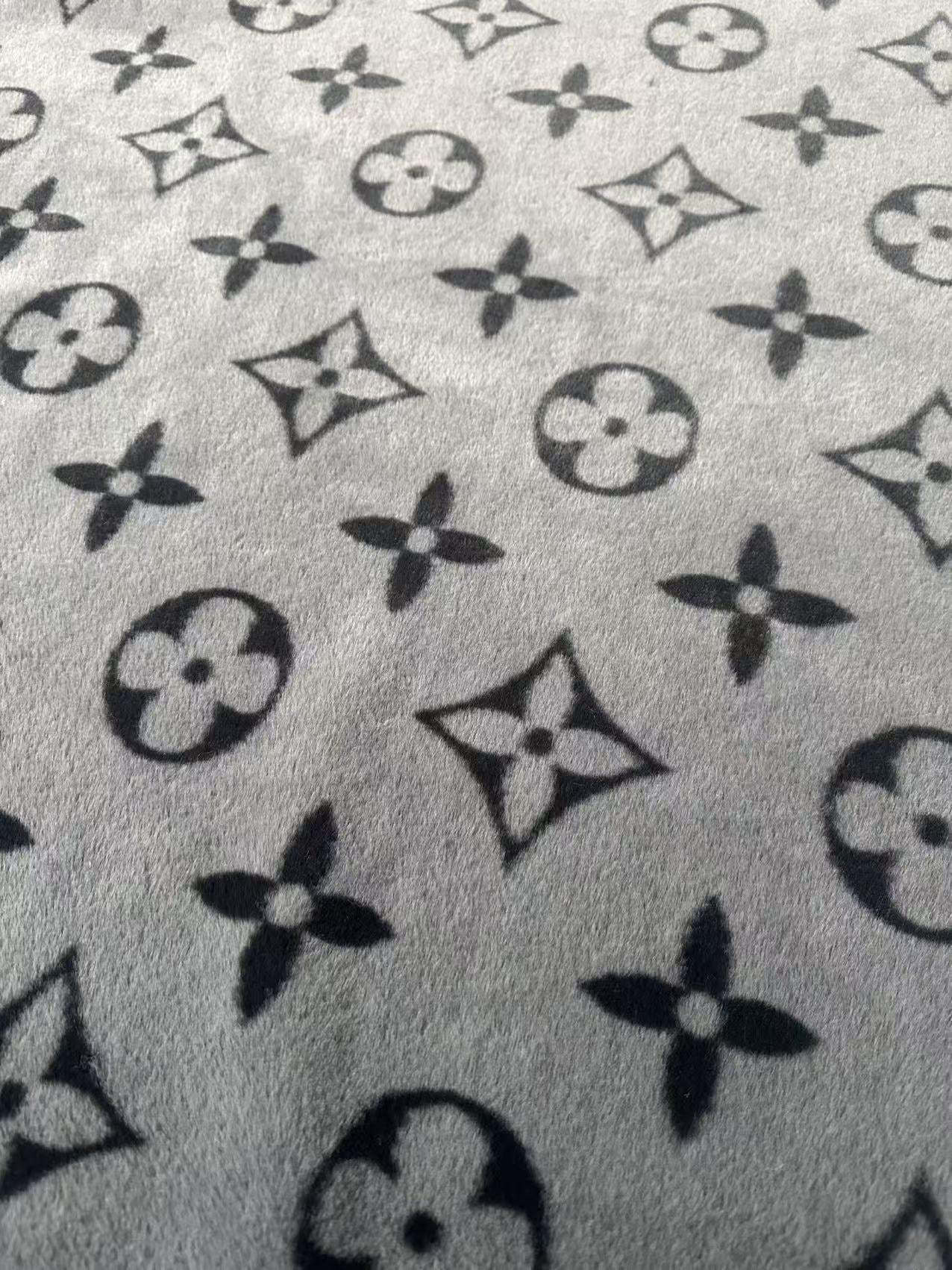 Big LV Design Gray NO LOGO Rabbit Plush Fabric, Cony Fabric For Handmade Clothing By Yard