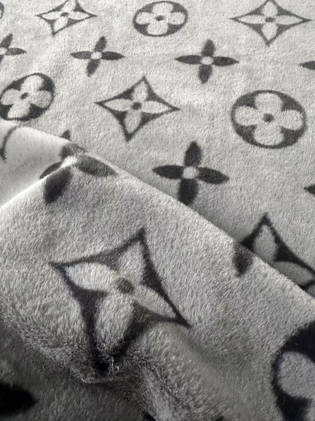Big LV Design Gray NO LOGO Rabbit Plush Fabric, Cony Fabric For Handmade Clothing By Yard